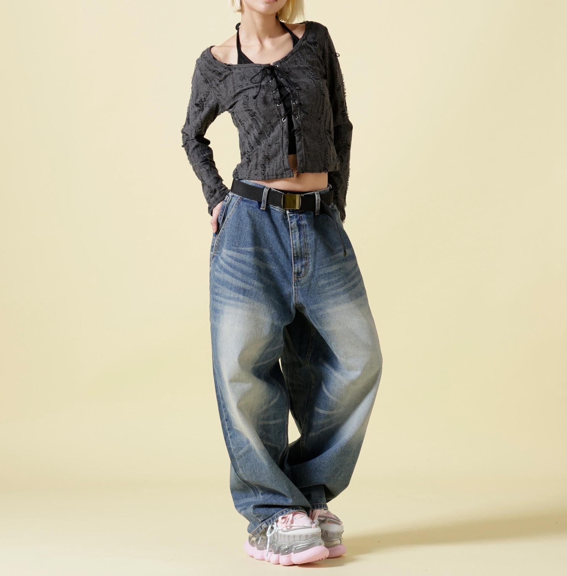 SIS/エスアイエス/Washed Denim Wide Pants Blue ブルー