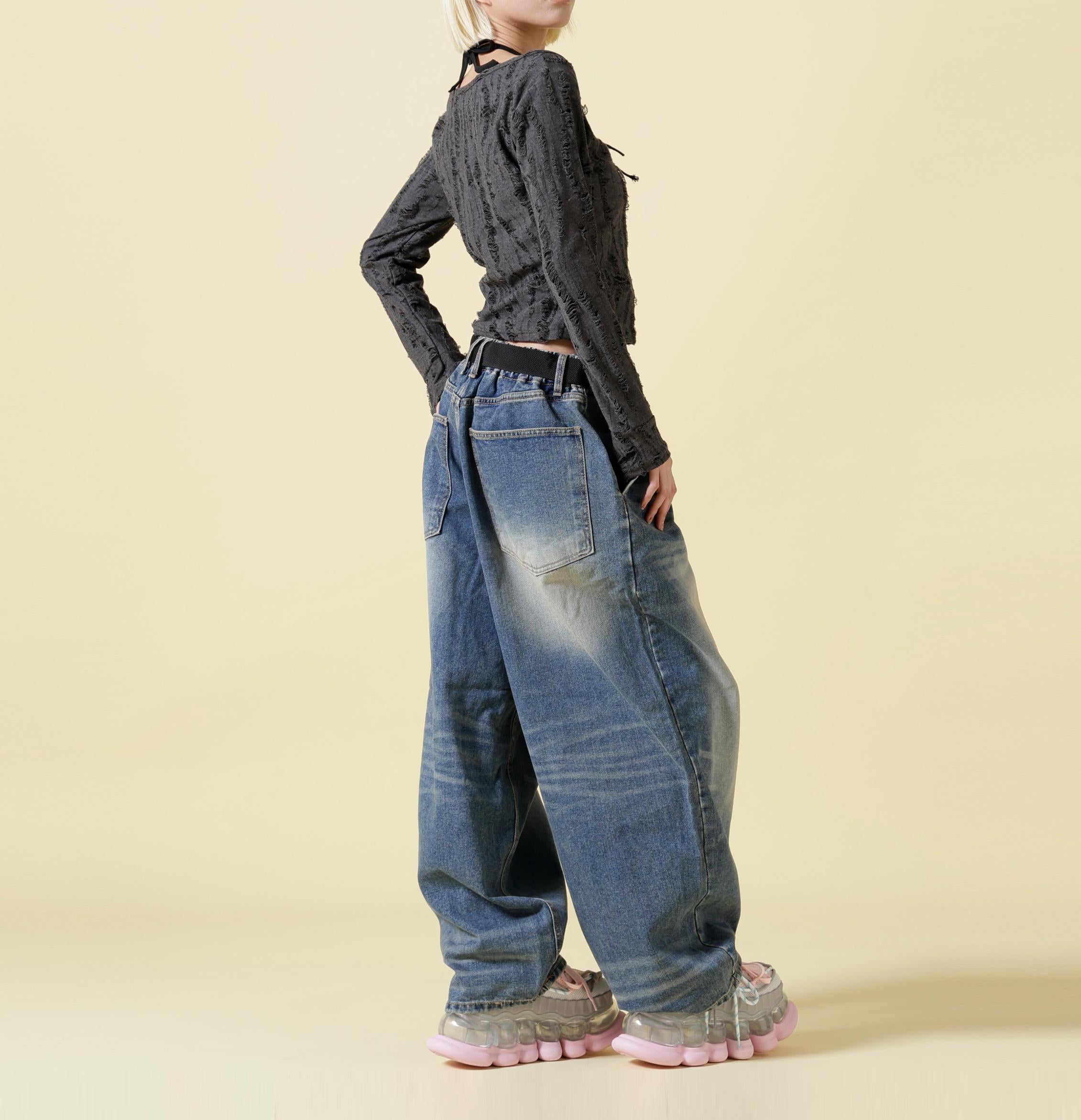SIS/エスアイエス/Washed Denim Wide Pants Blue ブルー