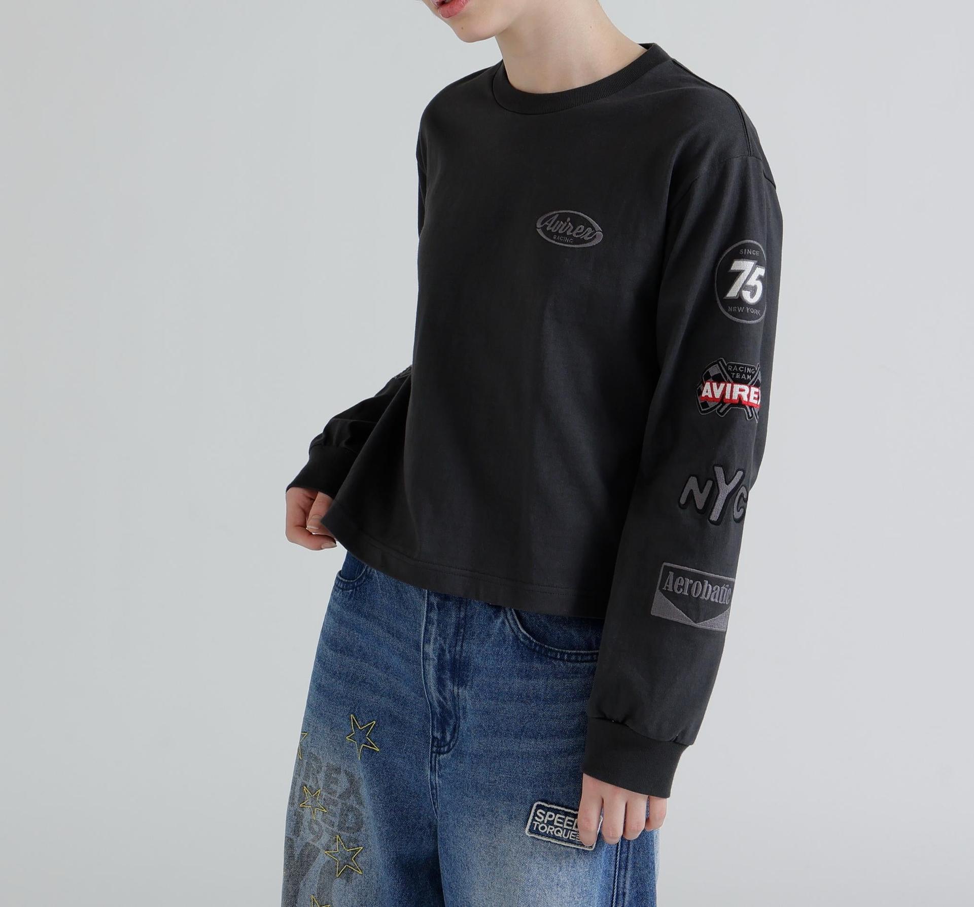 MOTOR ARM PATCH L/S T-SHIRT チャコール