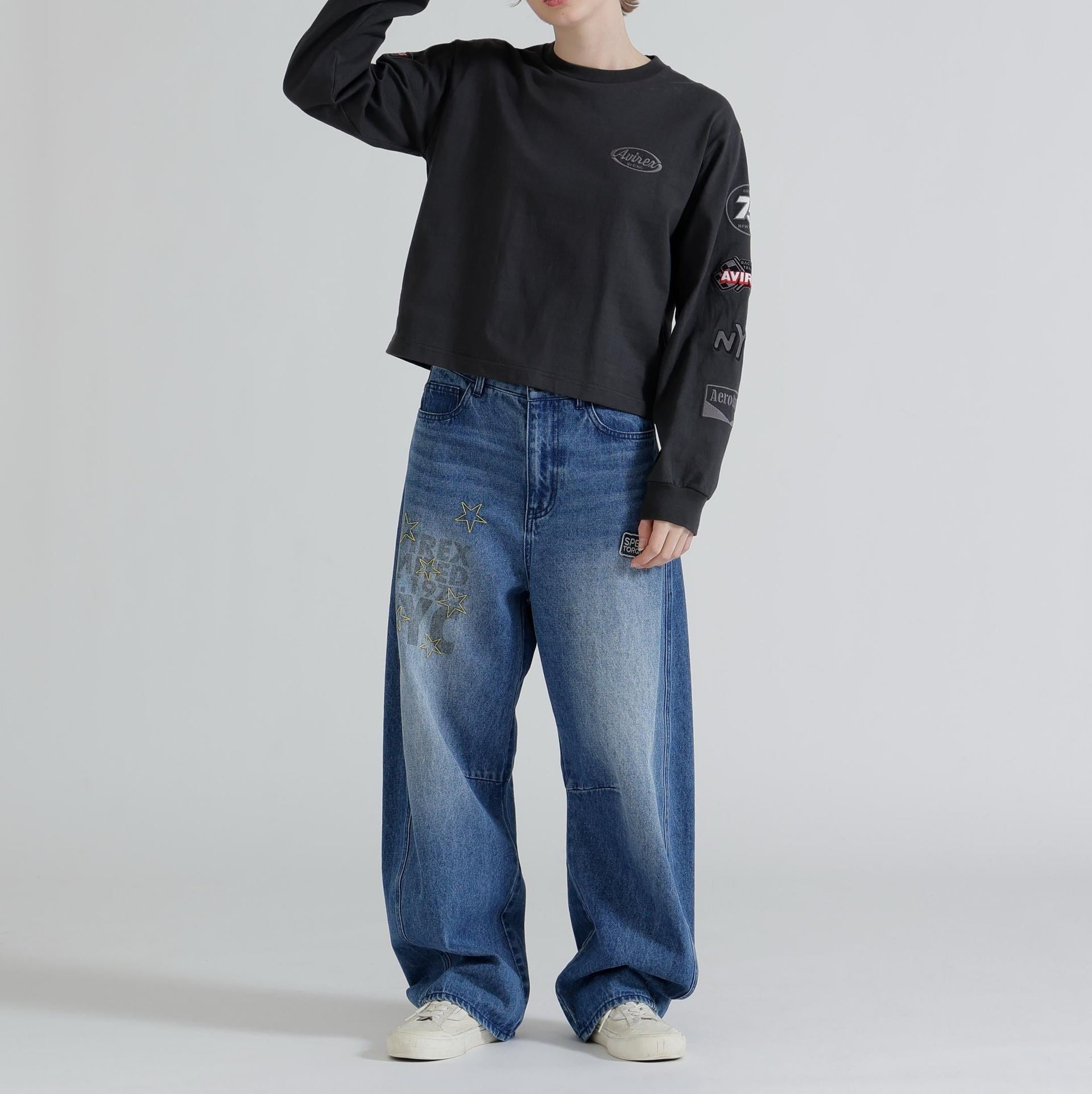 MOTOR ARM PATCH L/S T-SHIRT チャコール