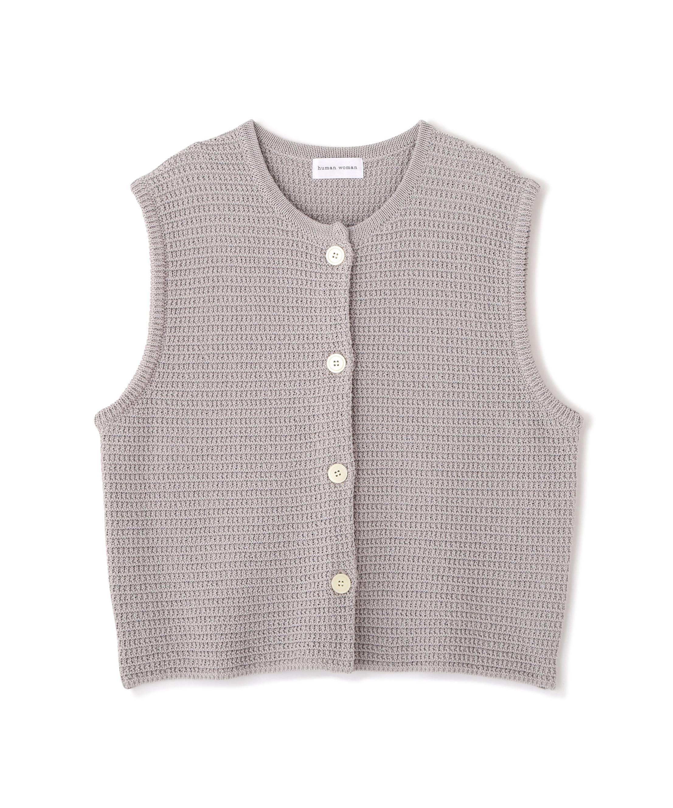 ギマコットン地柄ベスト ライトグレー