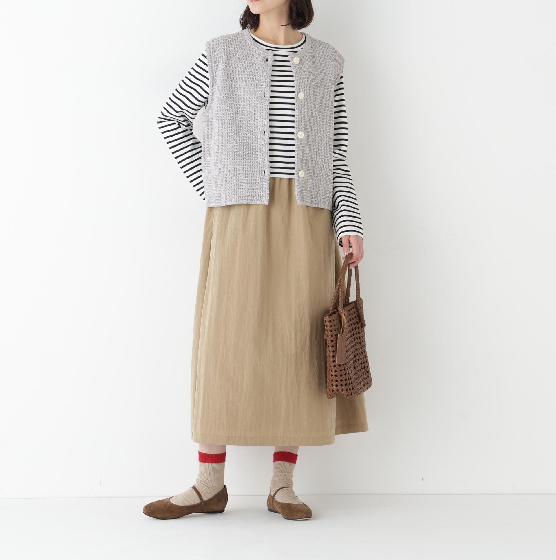 ギマコットン地柄ベスト ライトグレー