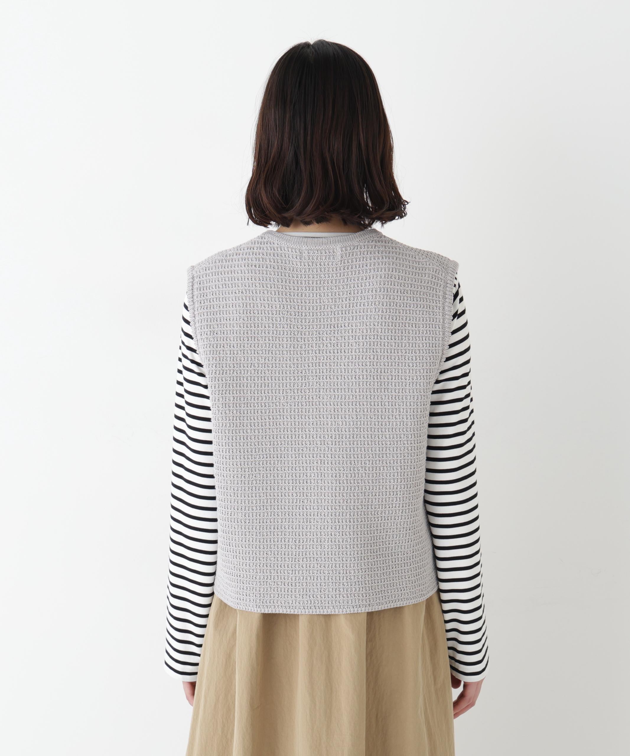 ギマコットン地柄ベスト ライトグレー