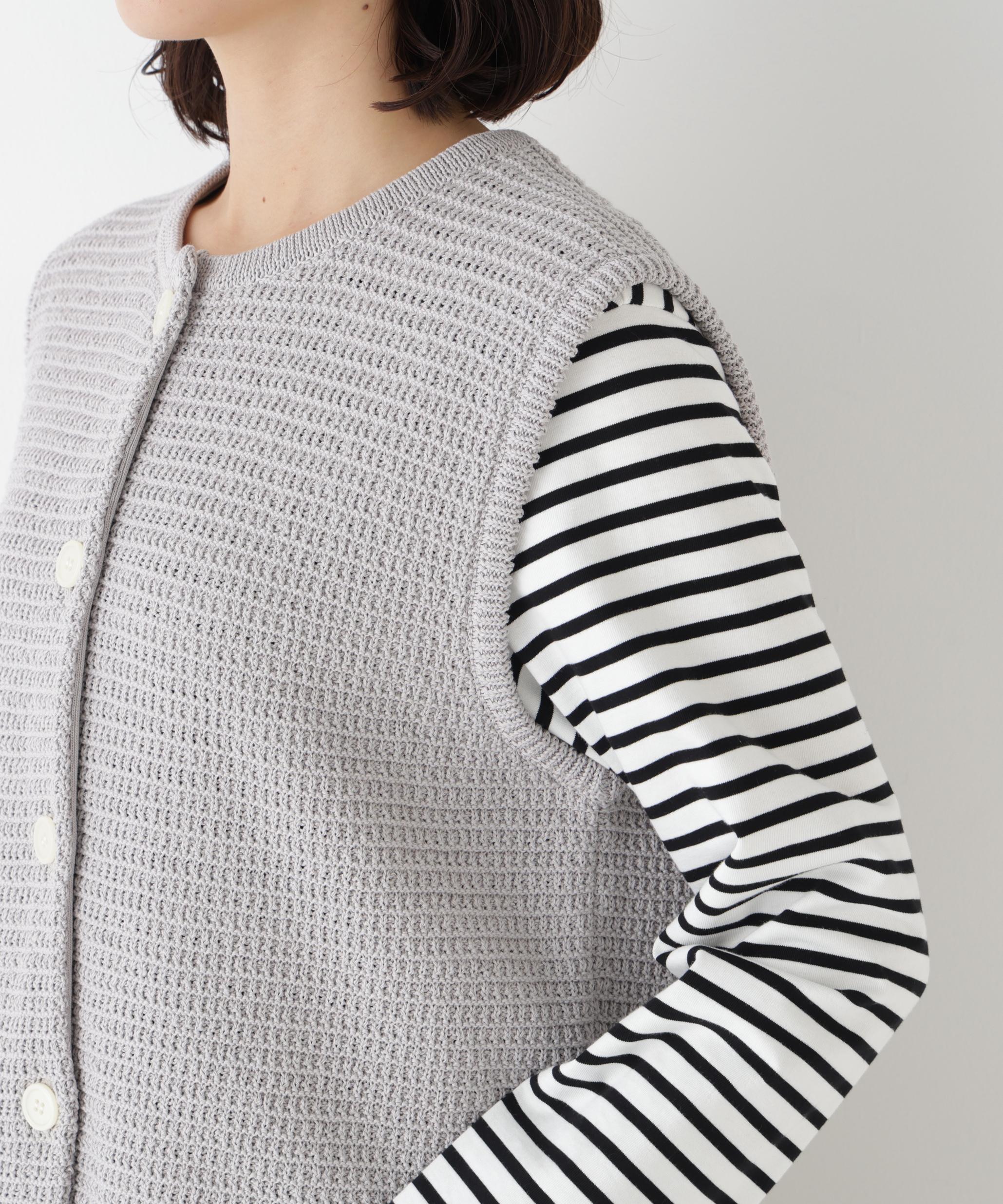 ギマコットン地柄ベスト ライトグレー