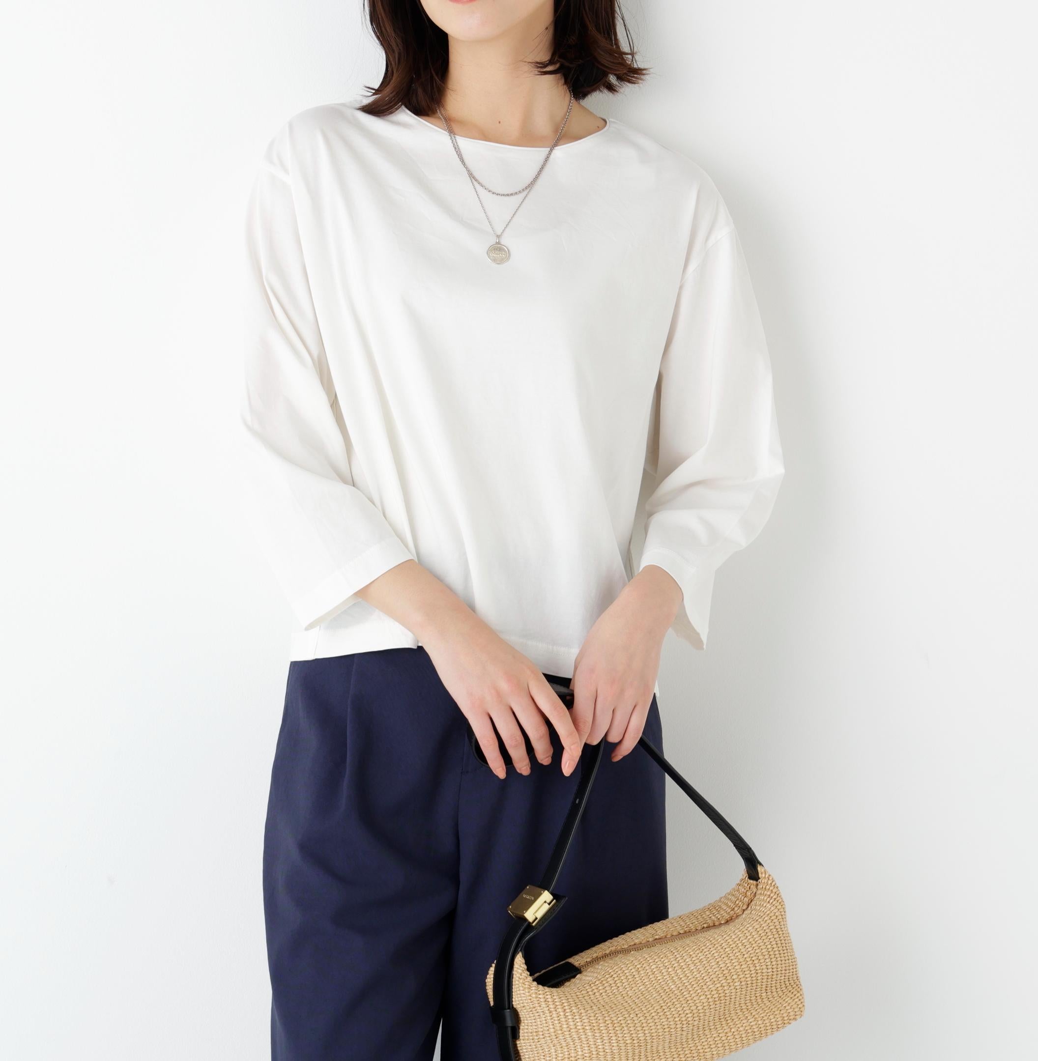 ハイゲージ長袖カットソー ホワイト