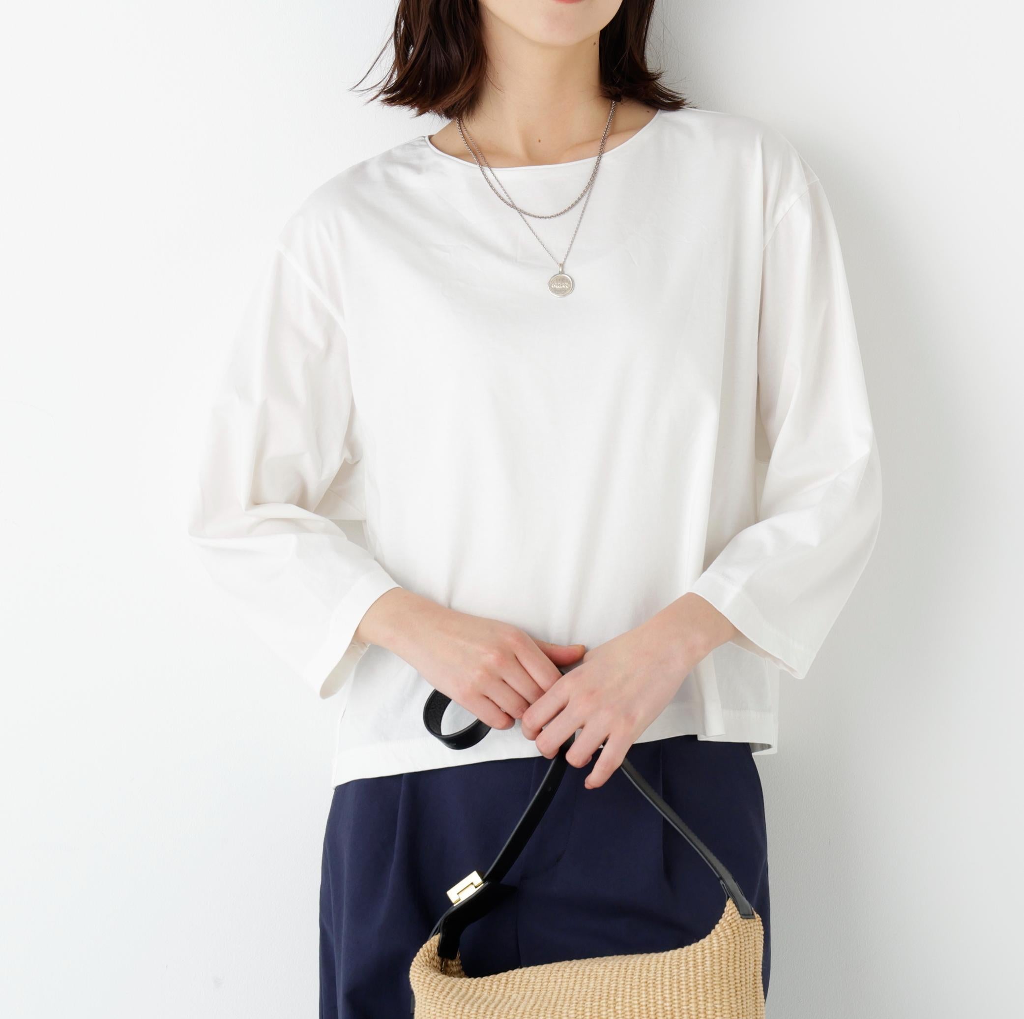 ハイゲージ長袖カットソー ホワイト