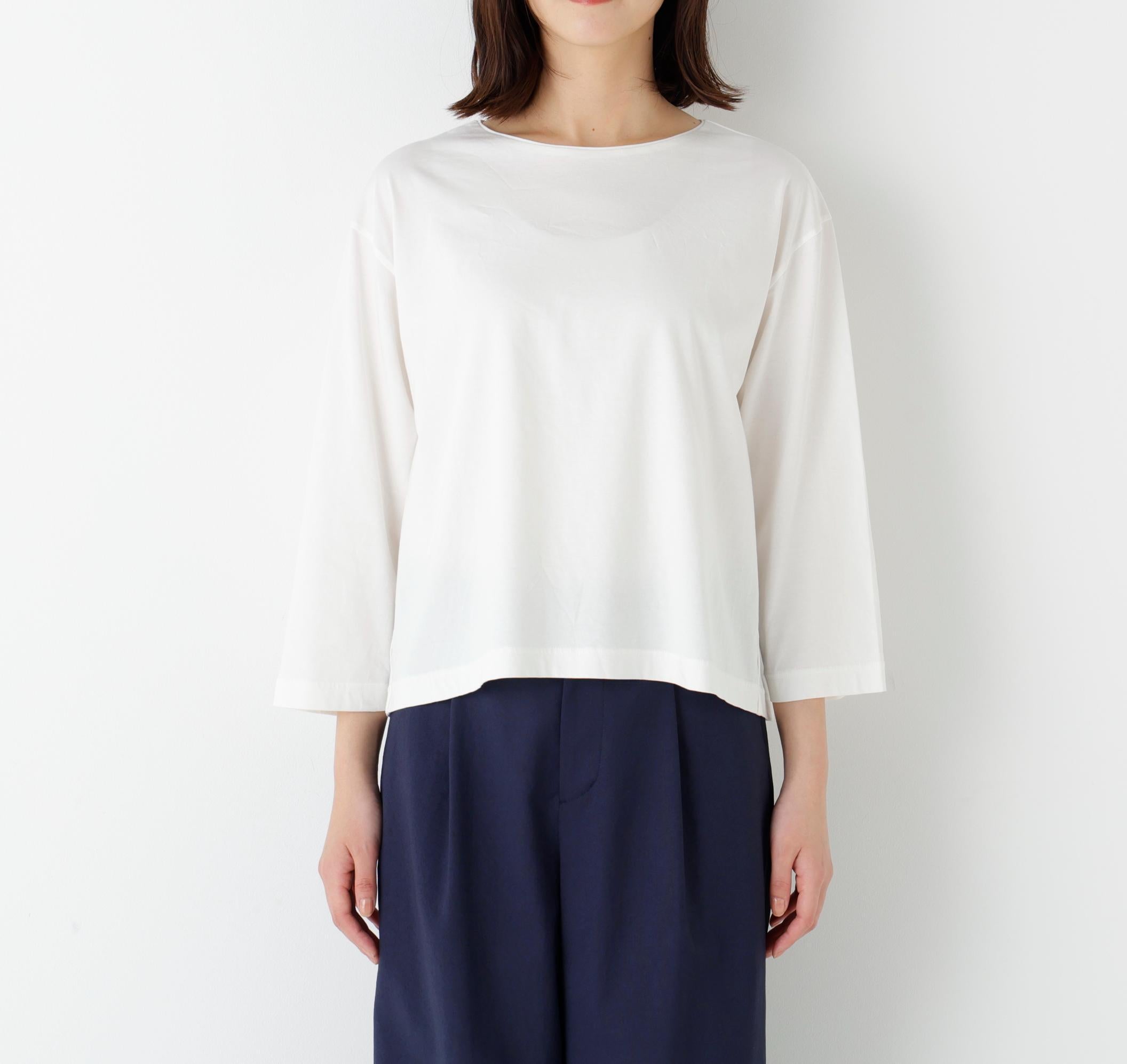 ハイゲージ長袖カットソー ホワイト