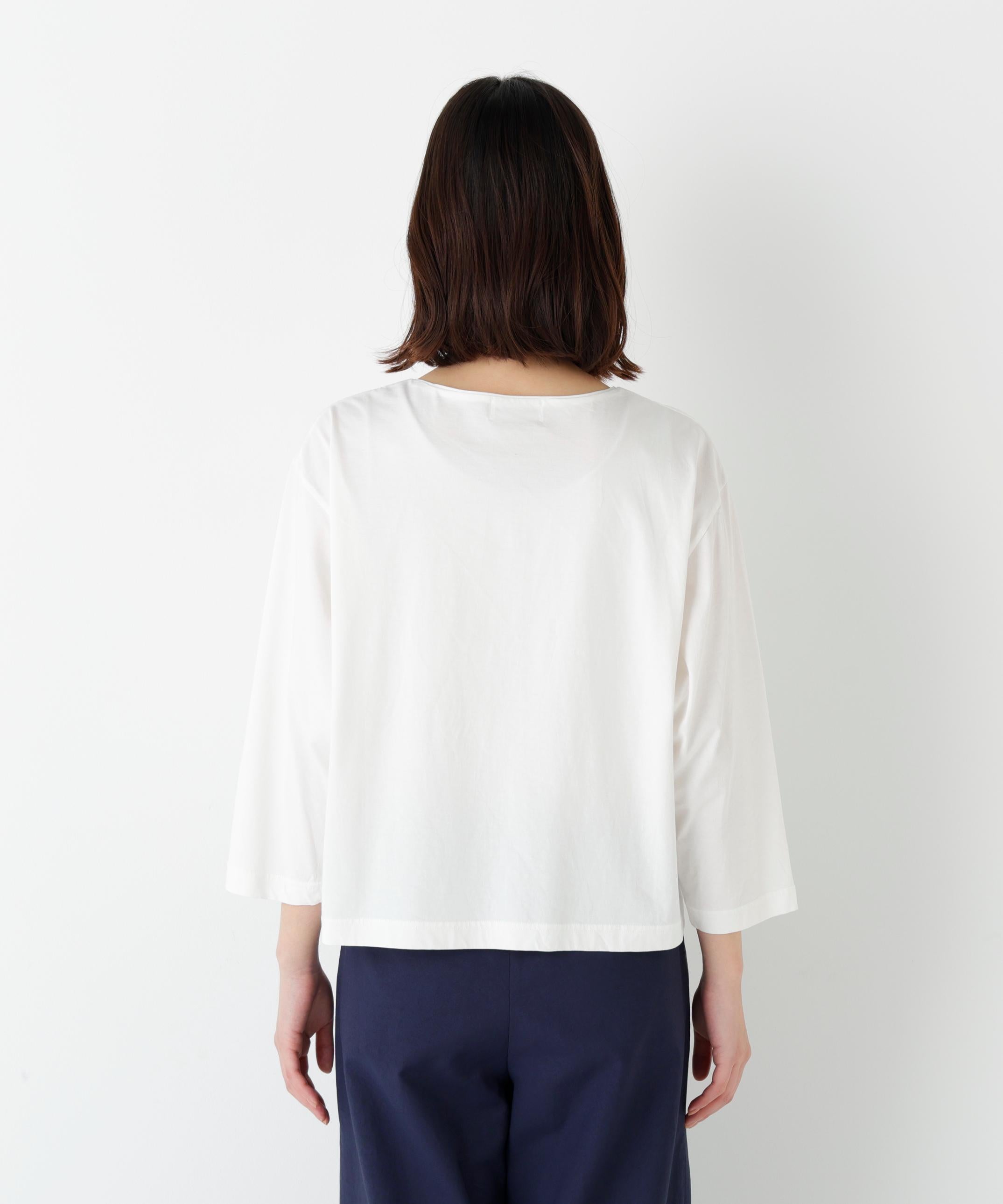 ハイゲージ長袖カットソー ホワイト