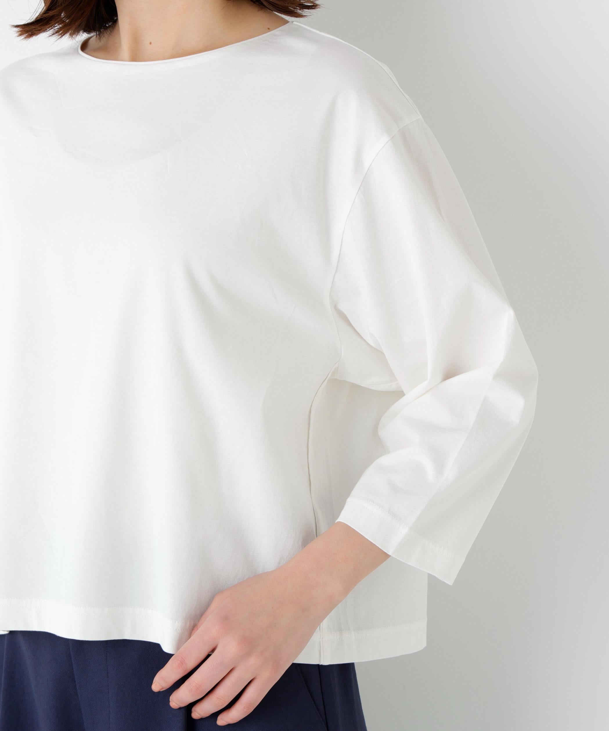 ハイゲージ長袖カットソー ホワイト