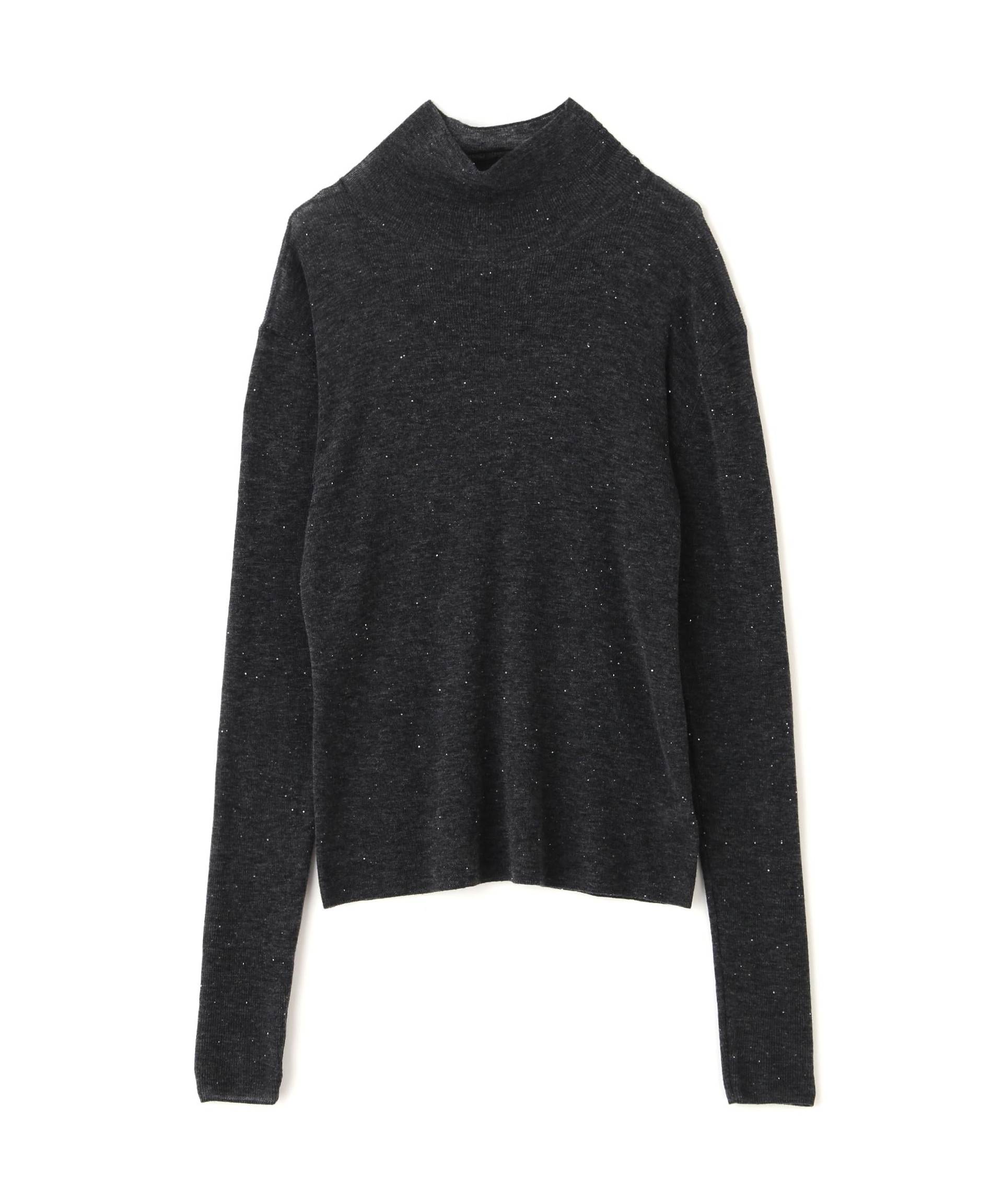 ◆スパンコールシアーモックネックプルオーバー グレー