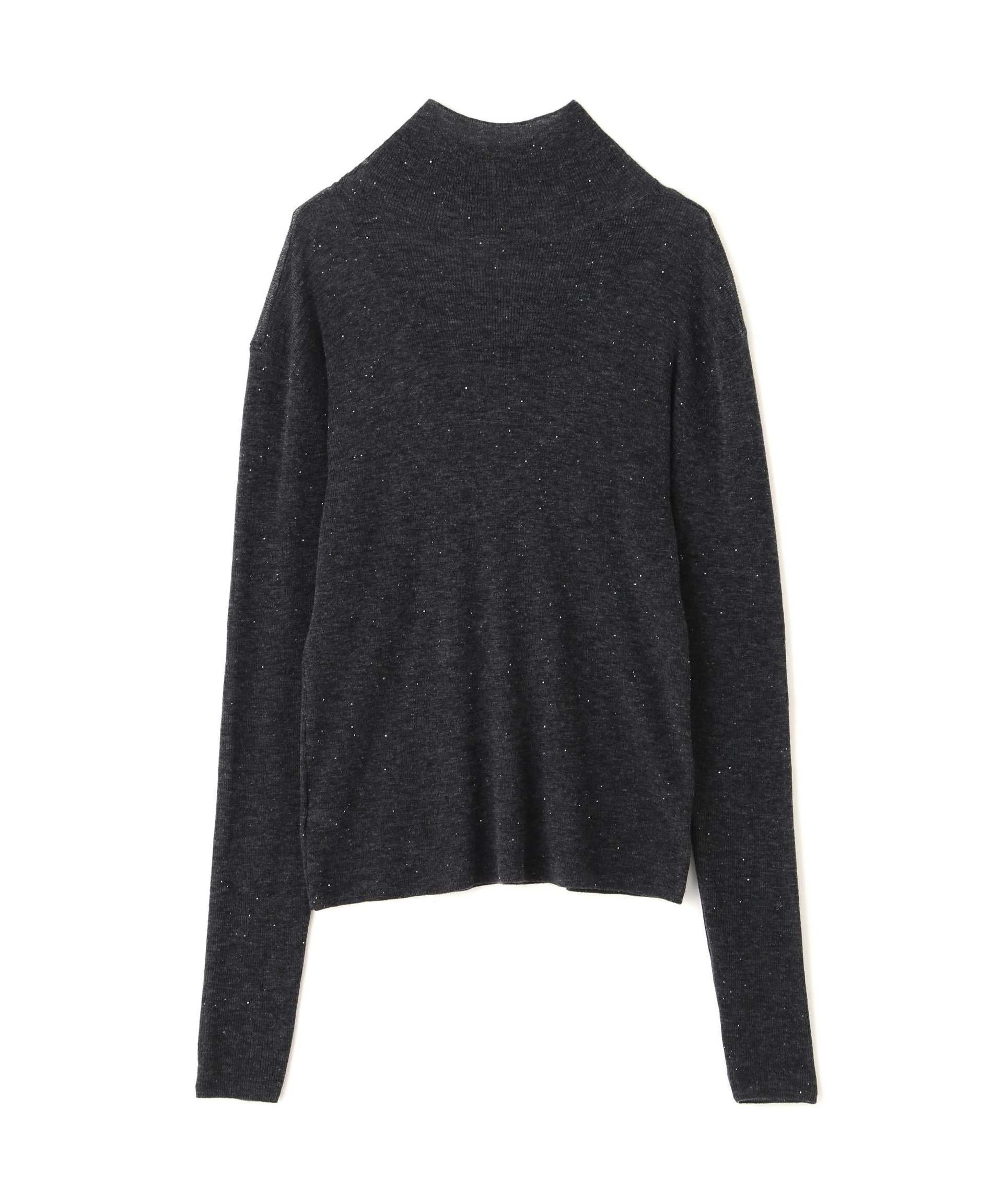 ◆スパンコールシアーモックネックプルオーバー グレー