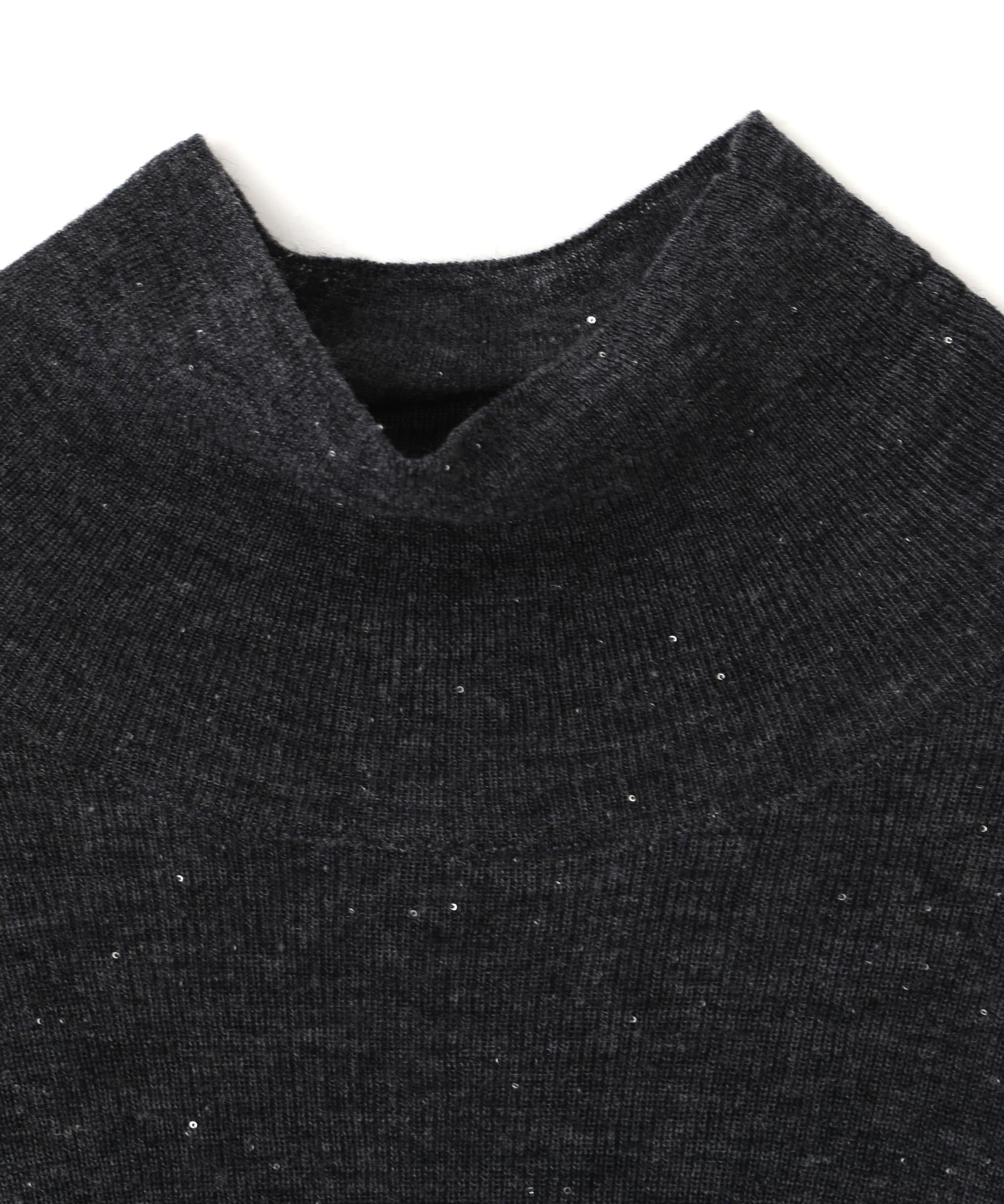 ◆スパンコールシアーモックネックプルオーバー グレー