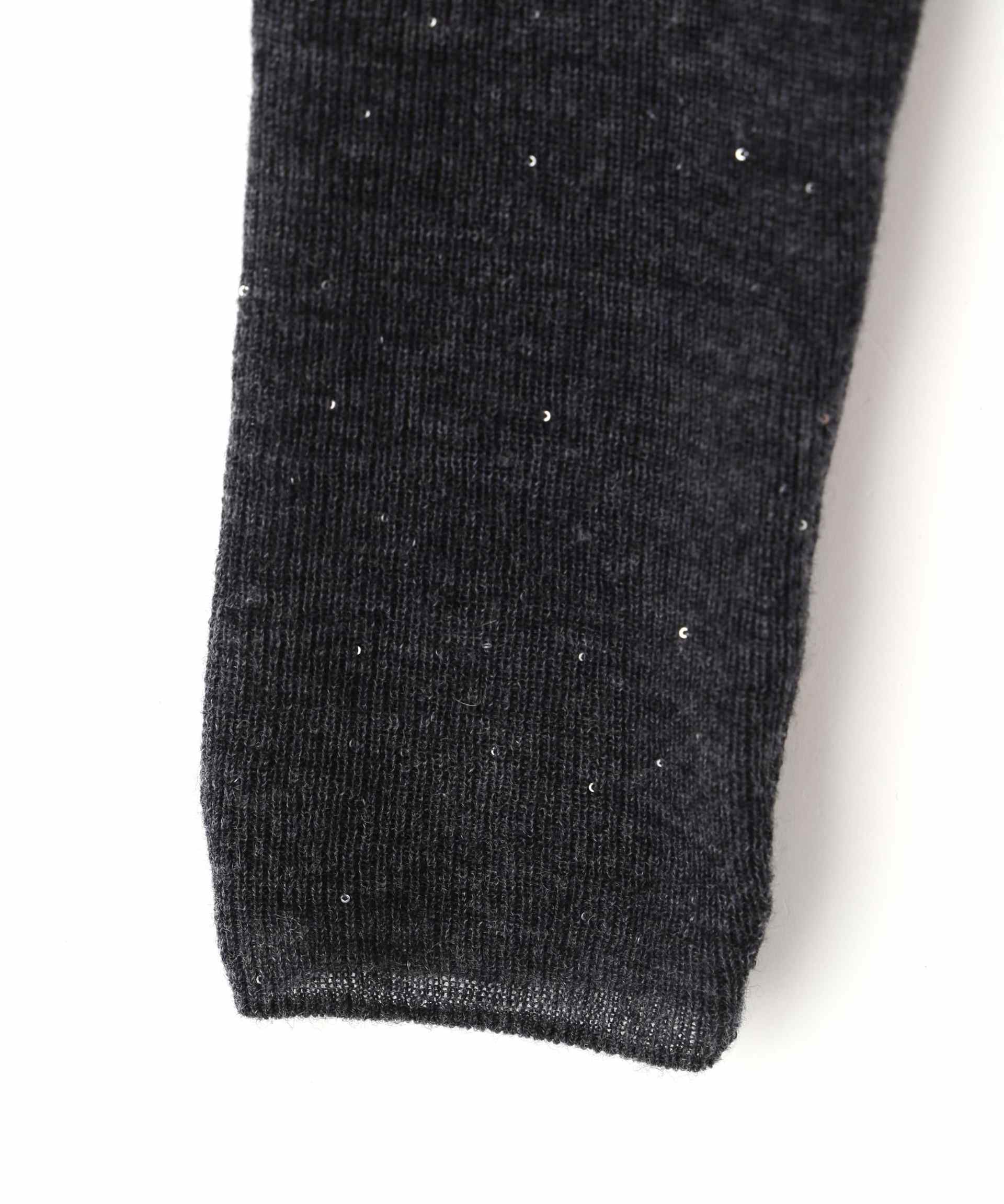 ◆スパンコールシアーモックネックプルオーバー グレー