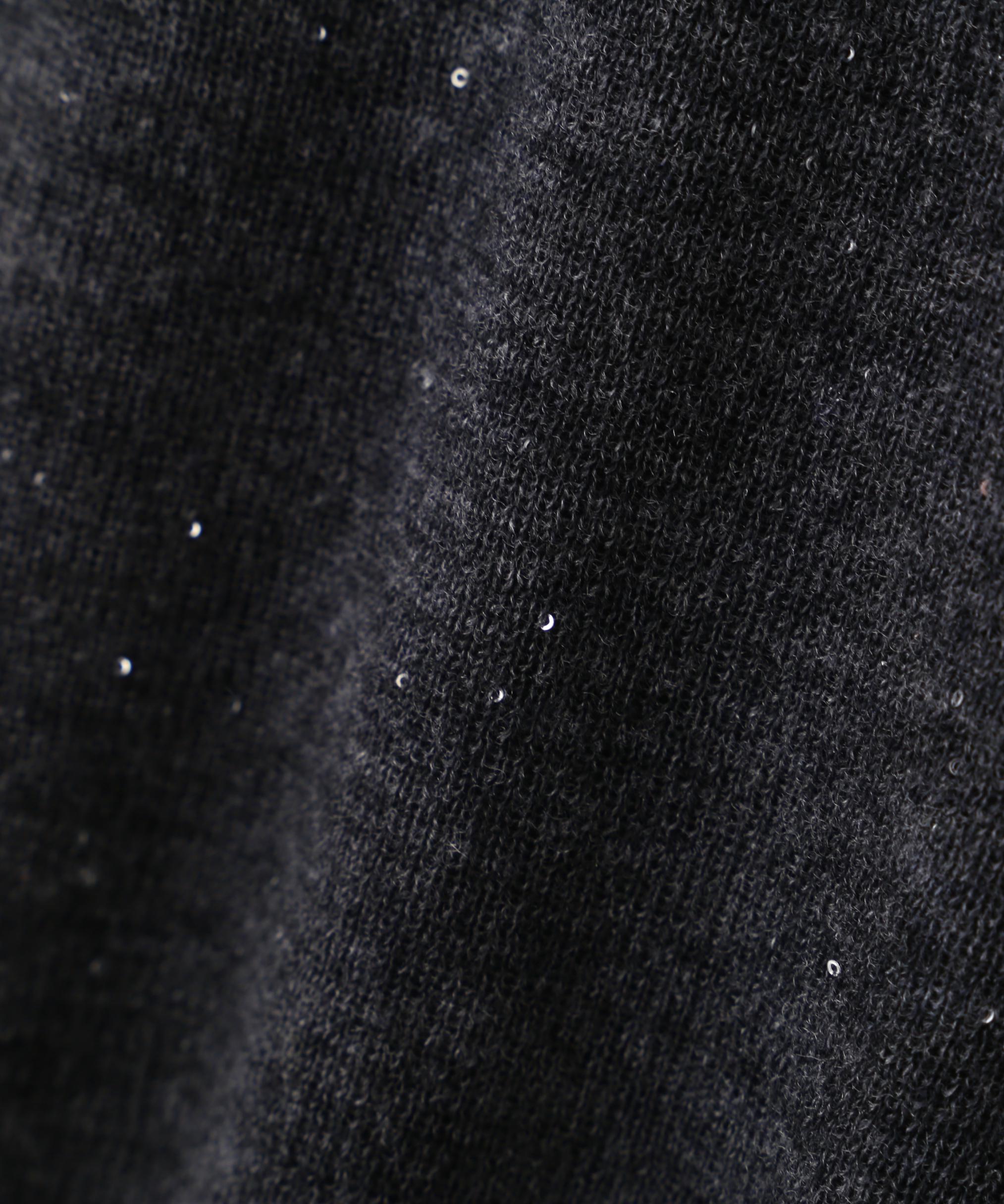 ◆スパンコールシアーモックネックプルオーバー グレー