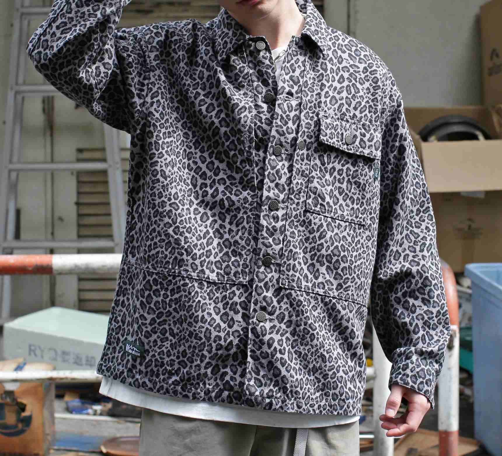 MANASTASH/マナスタッシュ/HEMP TWILL JKT LEOPARD ブラック