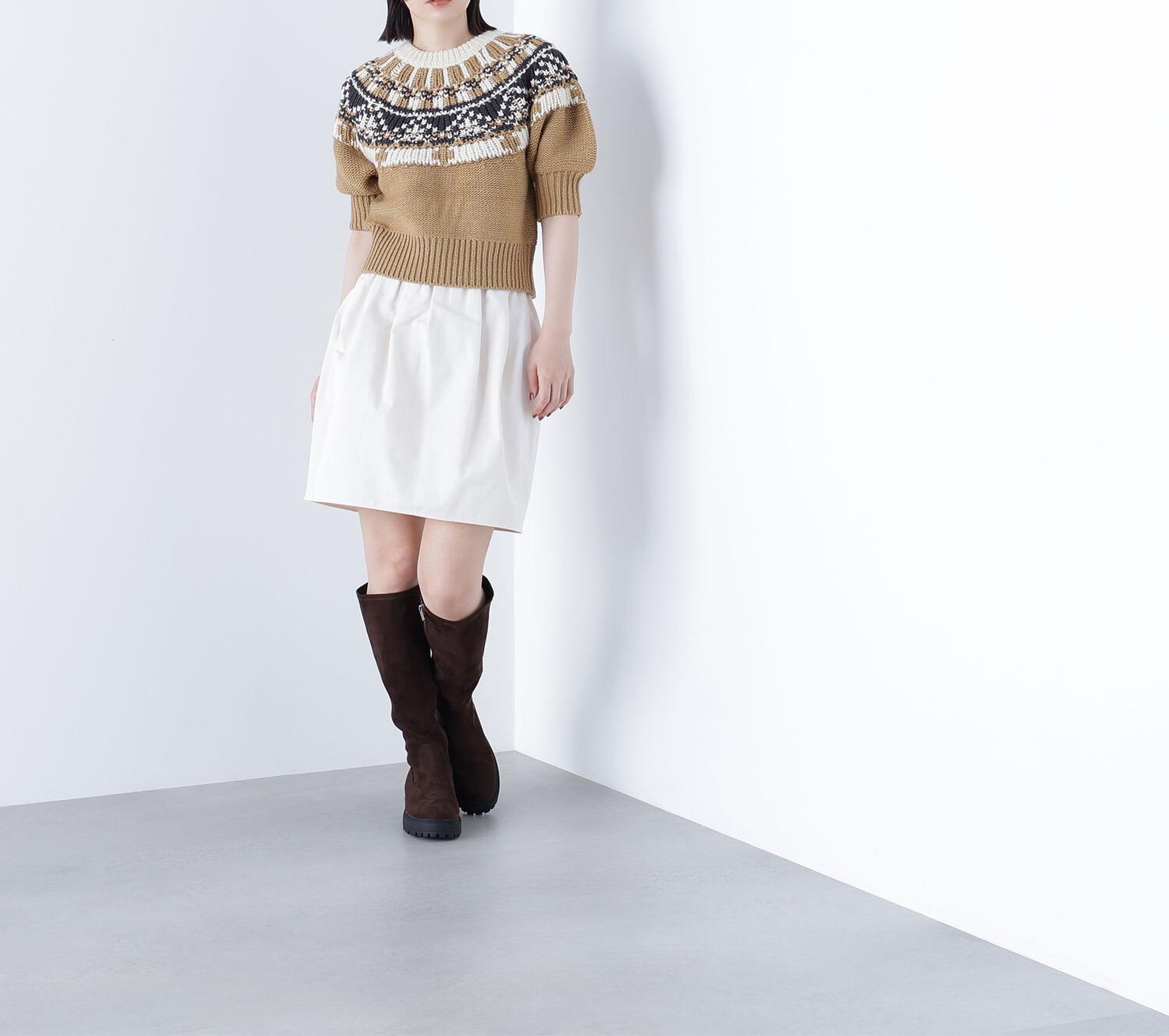 ノルディックハーフスリーブニット キャメルベース2