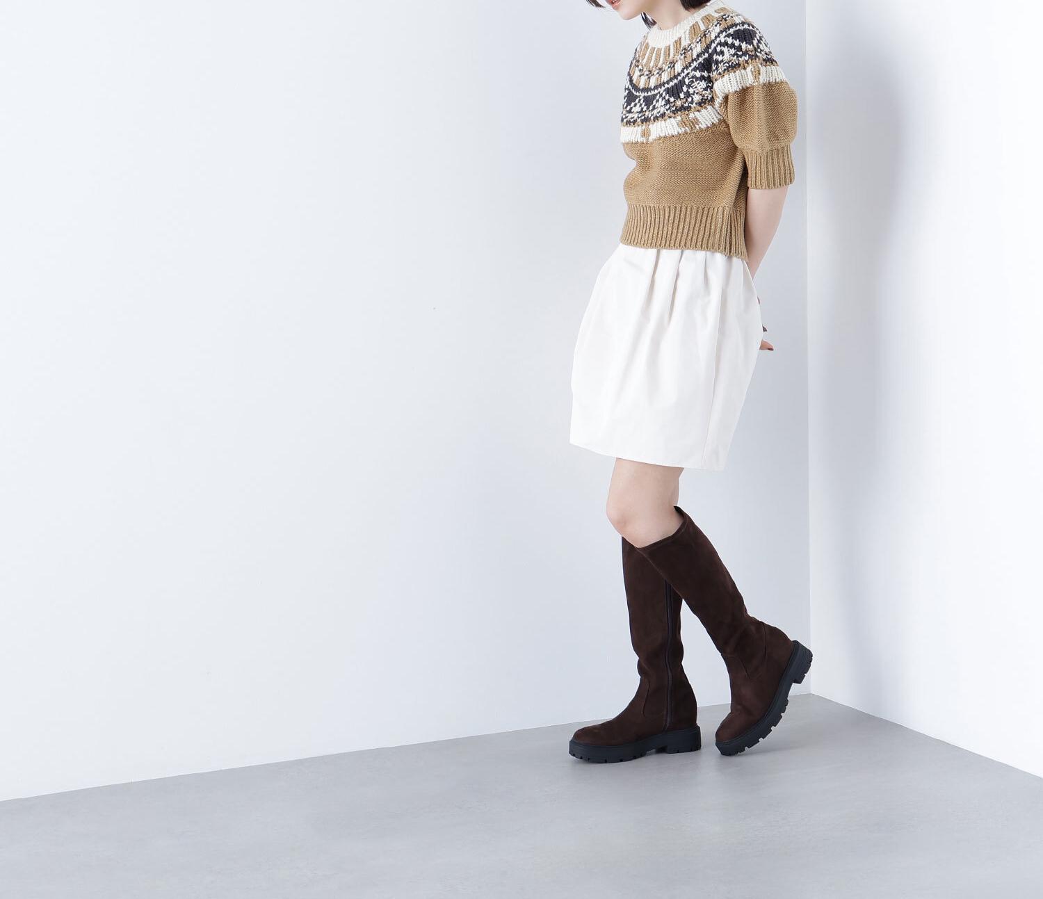 ノルディックハーフスリーブニット キャメルベース2