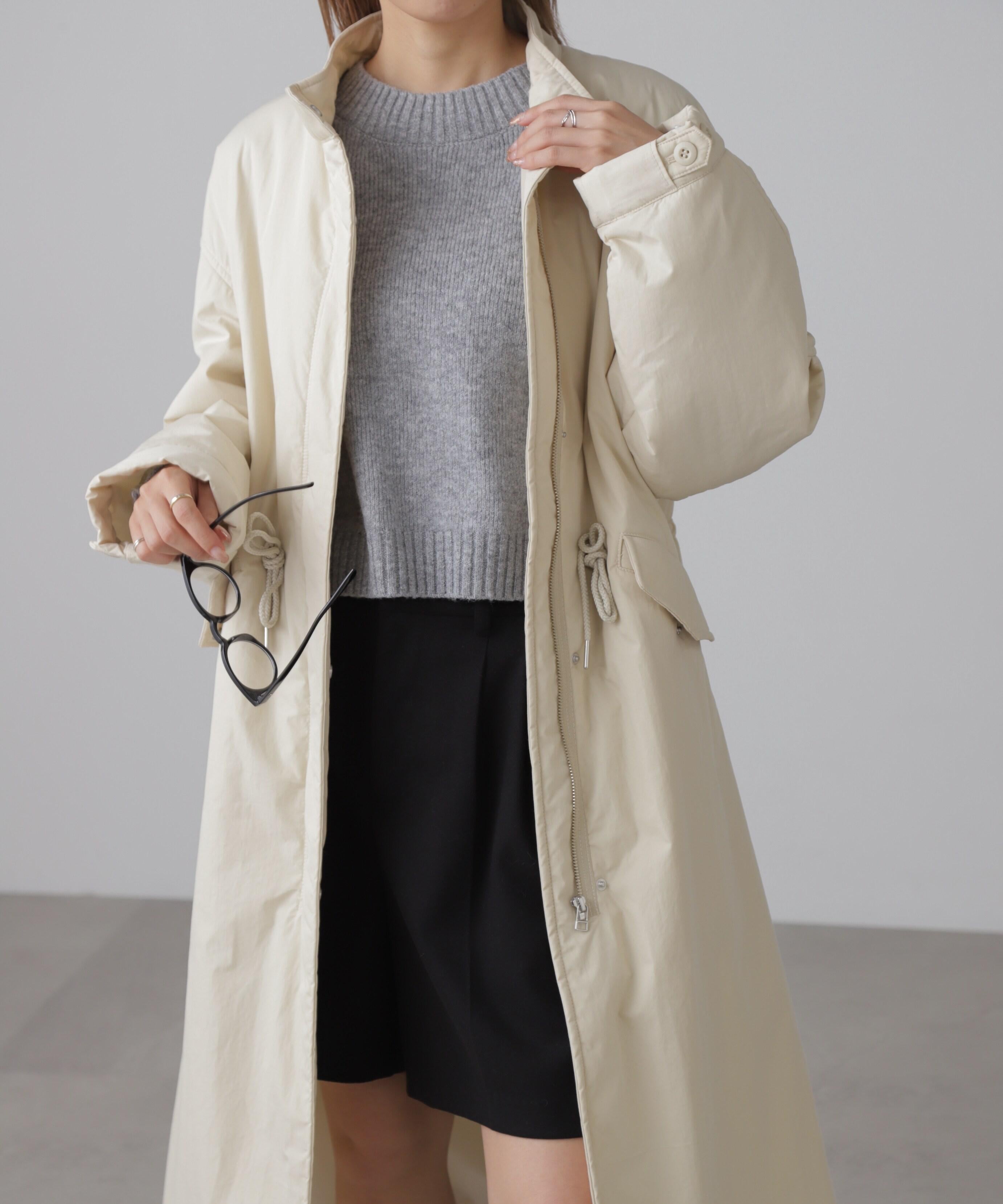 中綿ロングミリタリーコート オフホワイト