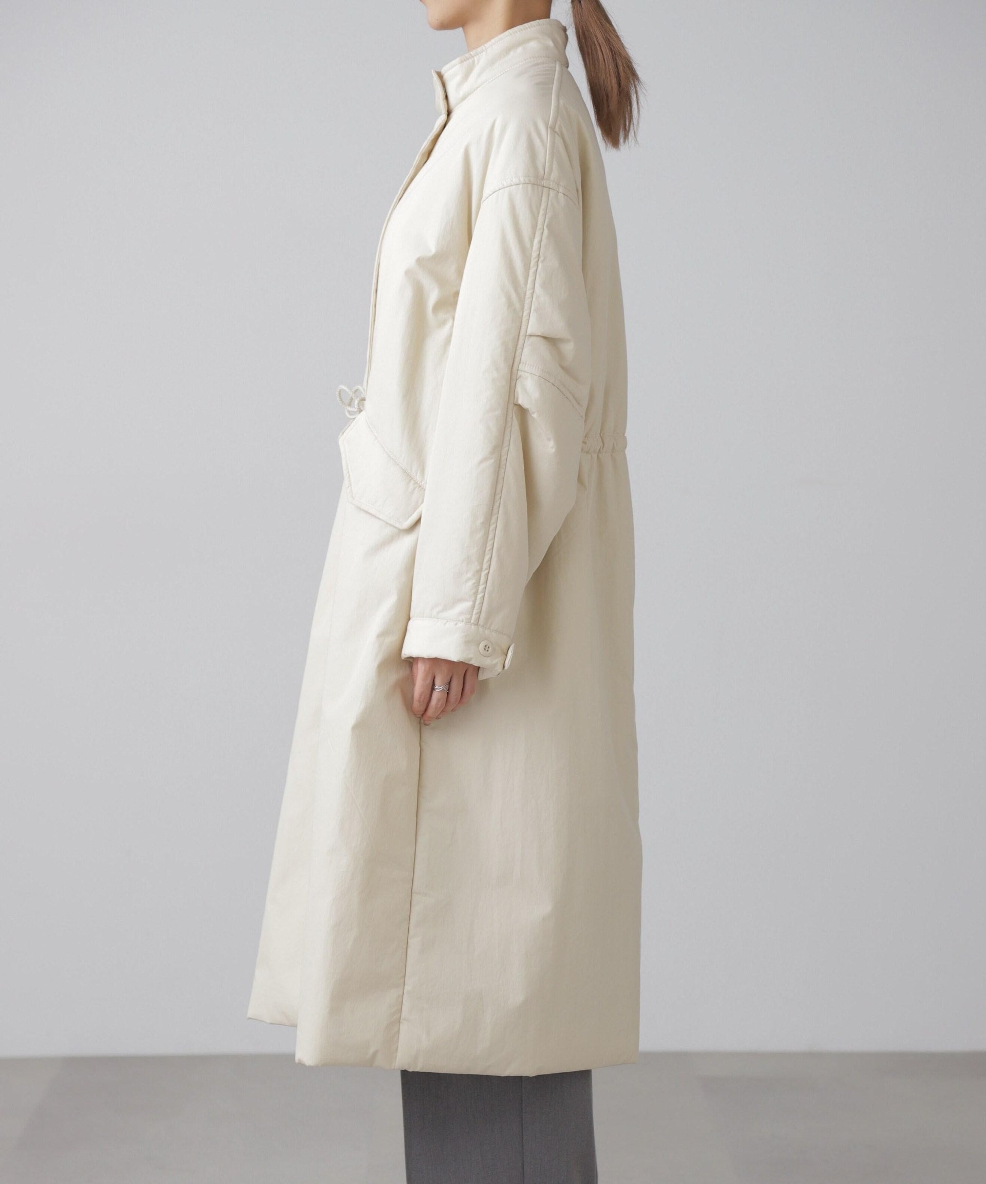中綿ロングミリタリーコート オフホワイト