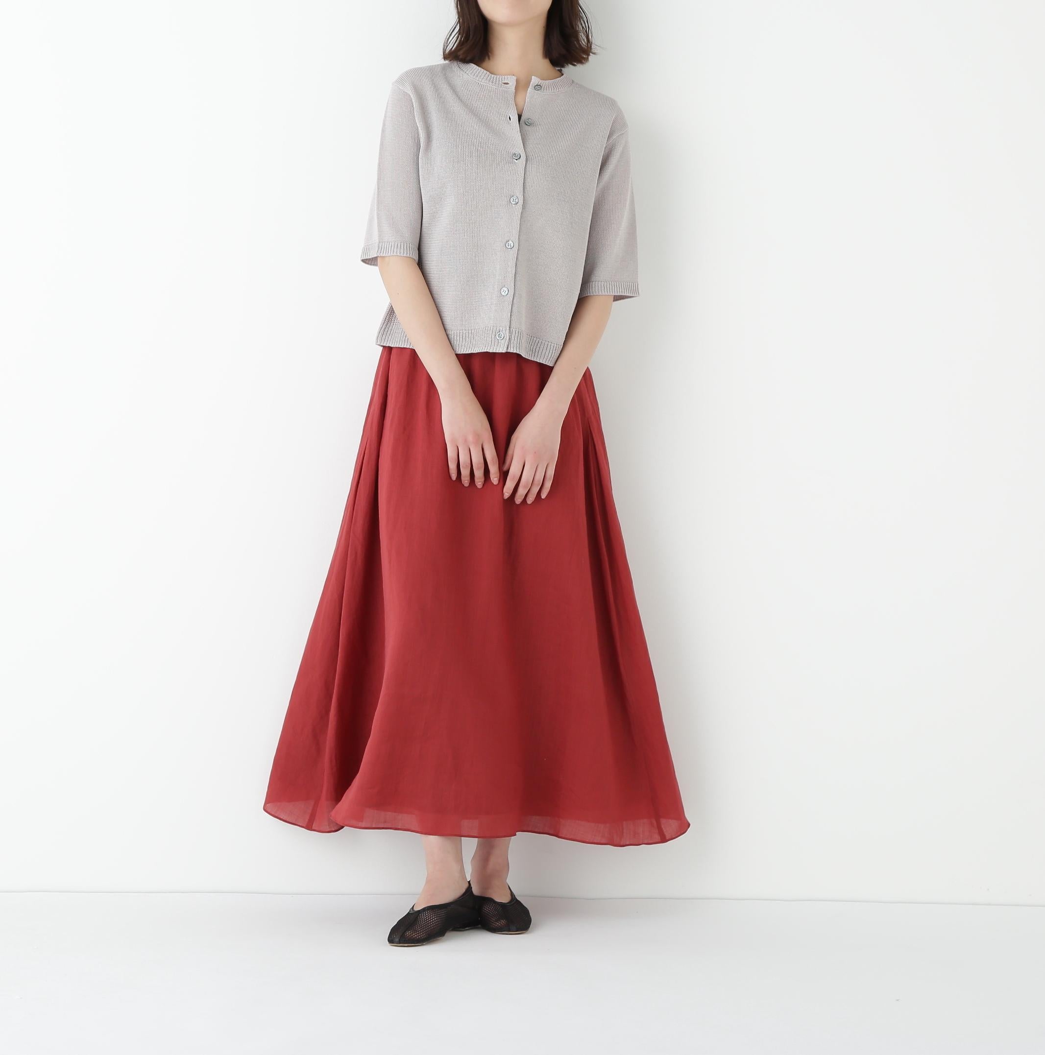 ◆ラミーサイドボックスタックギャザースカート レッドブラウン