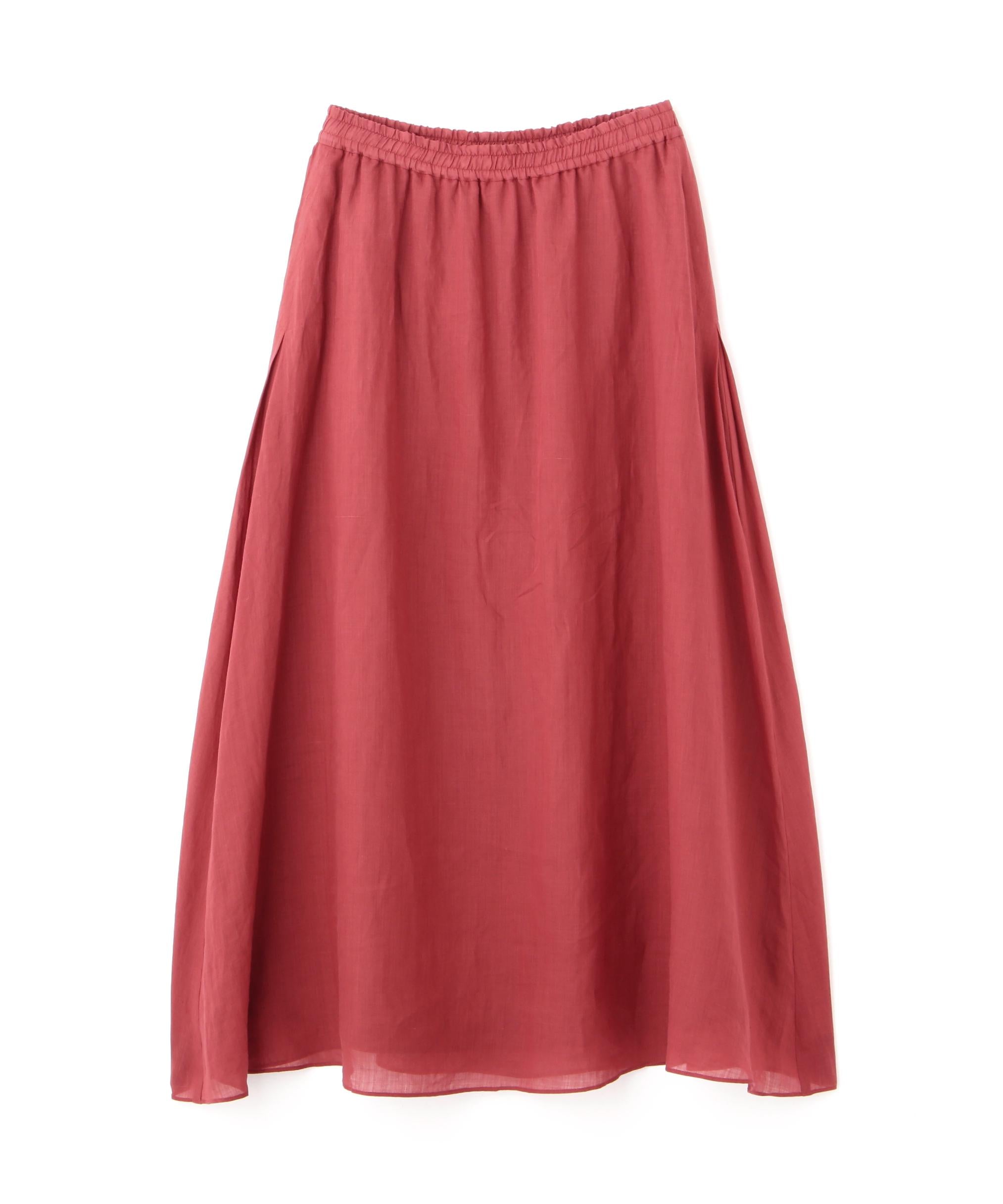 ◆ラミーサイドボックスタックギャザースカート レッドブラウン