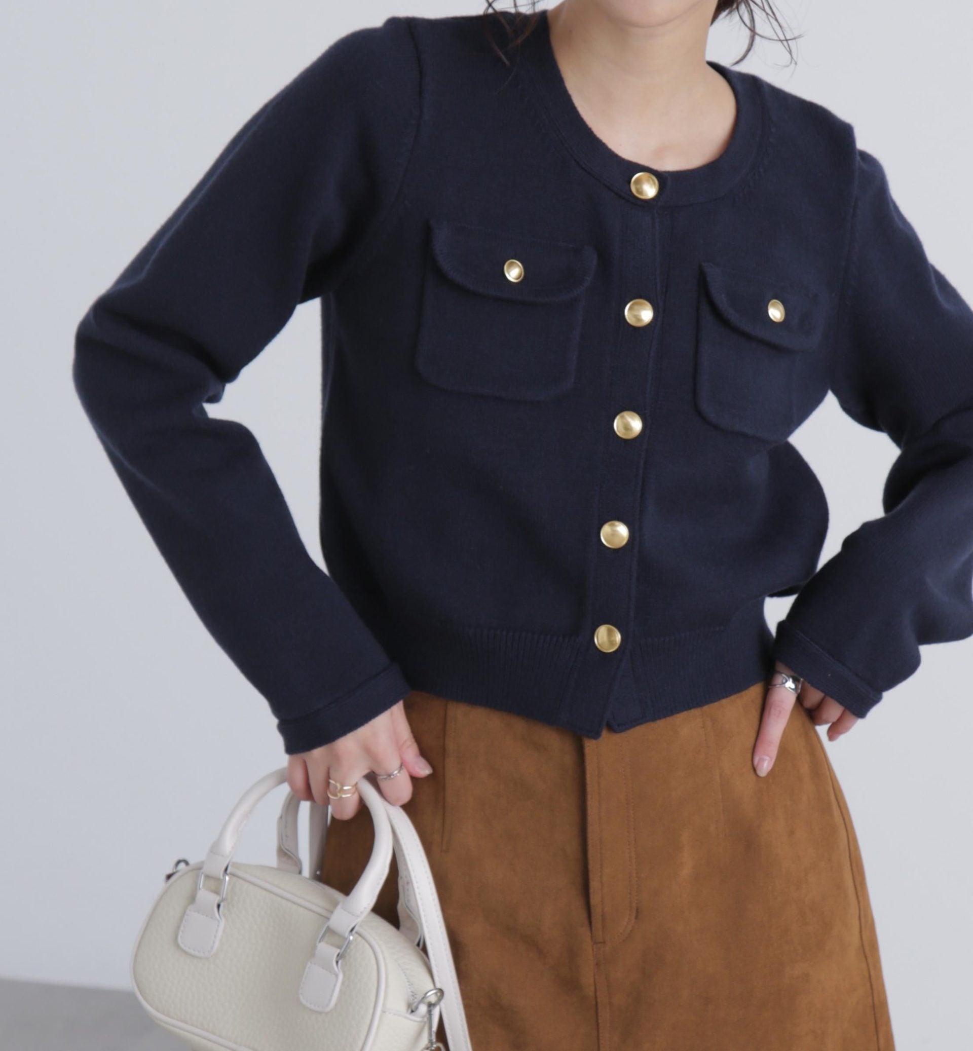 ネイビー カーディガン フロントボタン ジルサンダー サイズ 46 長袖
