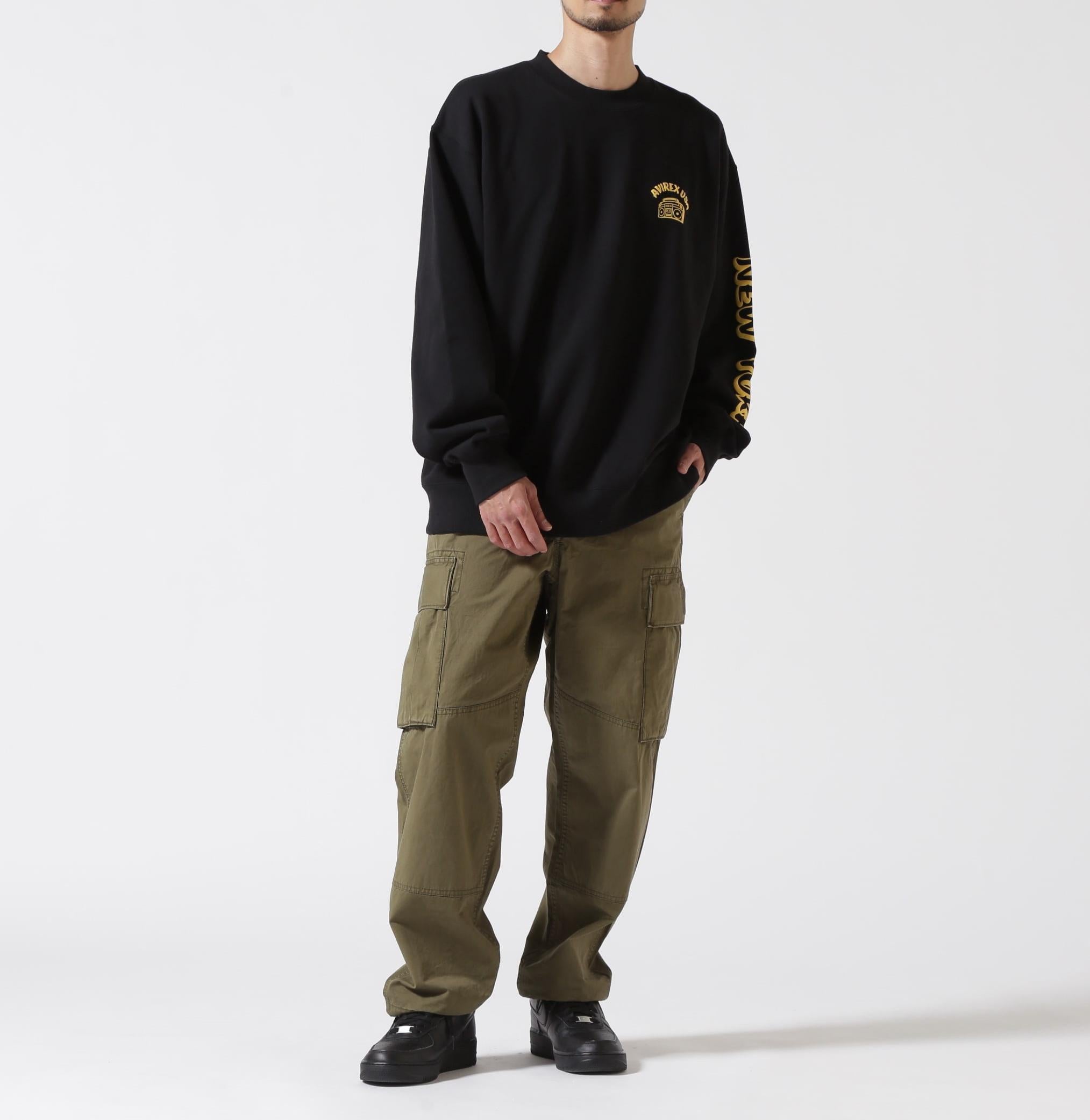 FOAMING C>EW NECK SWEAT "AVI>EX USA" / フォーミング クルーネックスウェット / AVI>EX ブラック