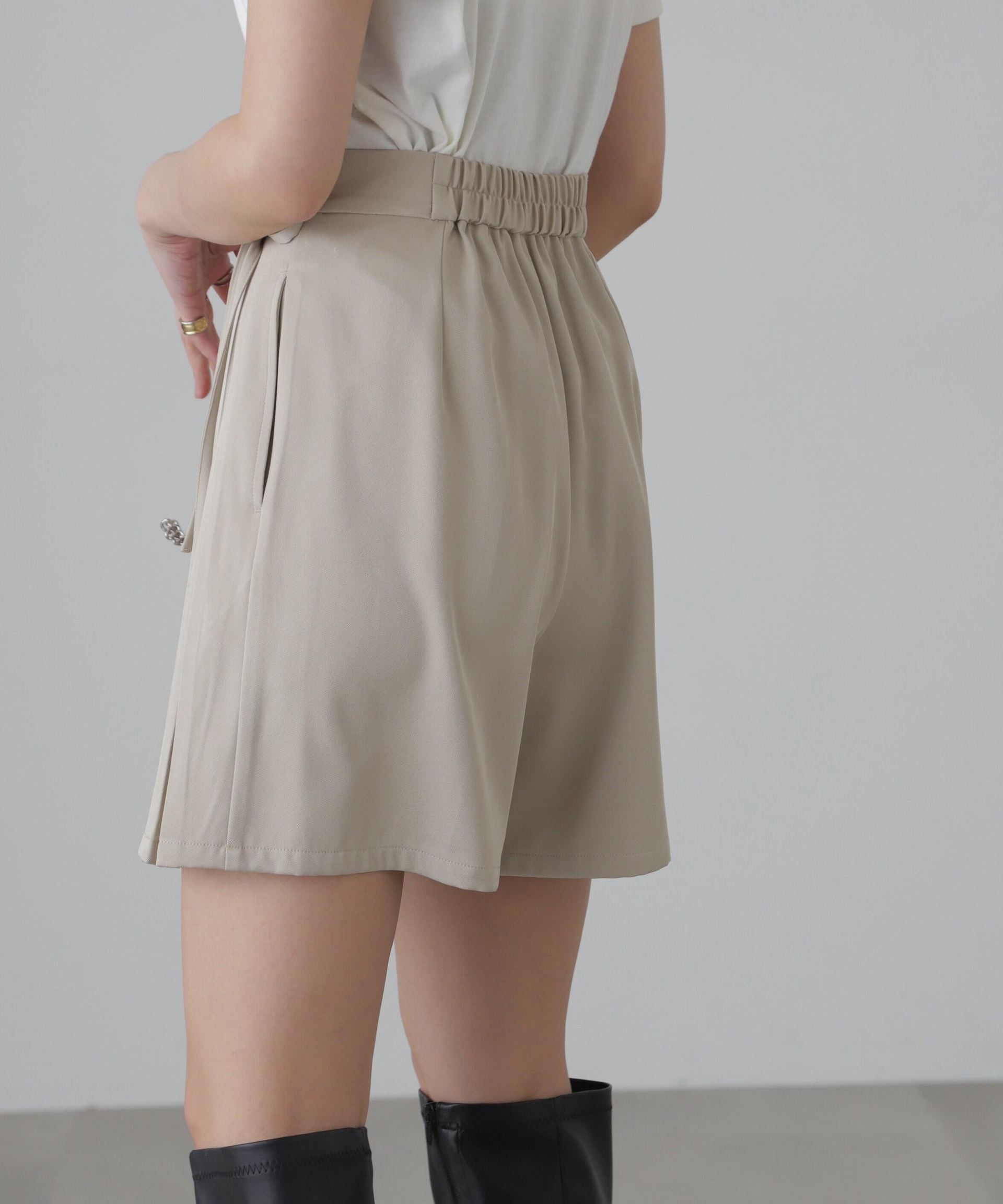 サイドリボンラップスカートパンツ ベージュ