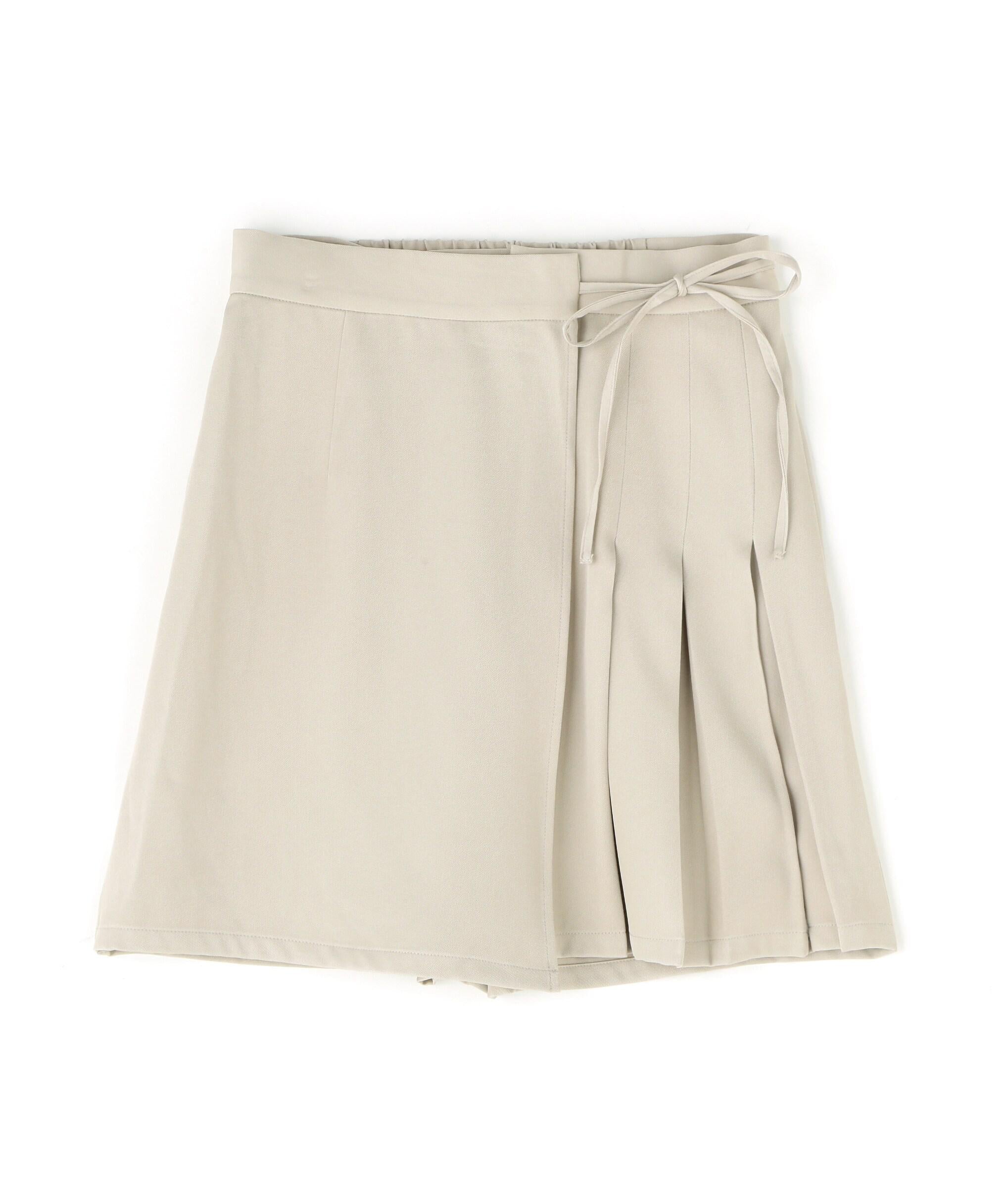 サイドリボンラップスカートパンツ ベージュ