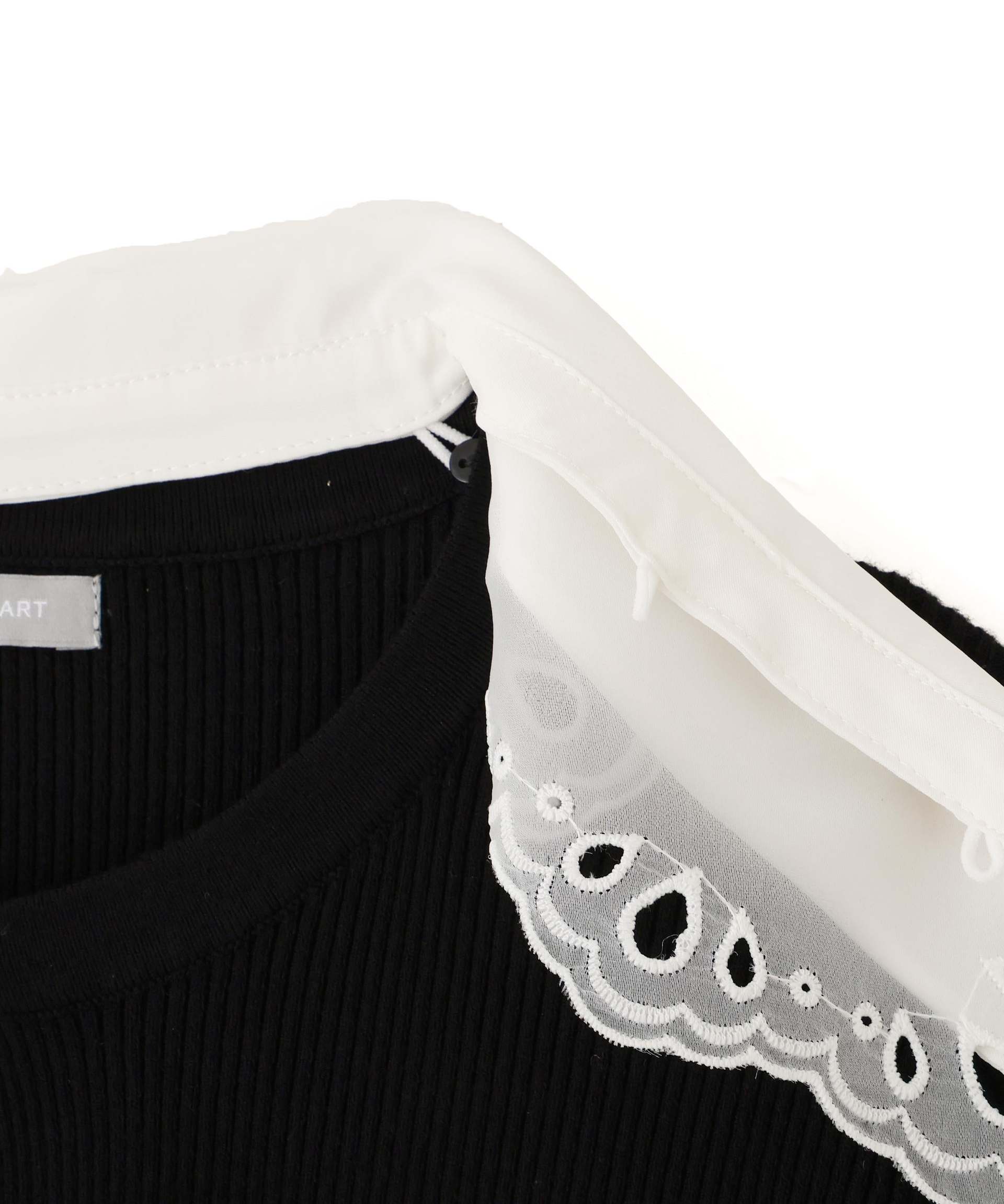 レース衿レイヤードニット ブラック