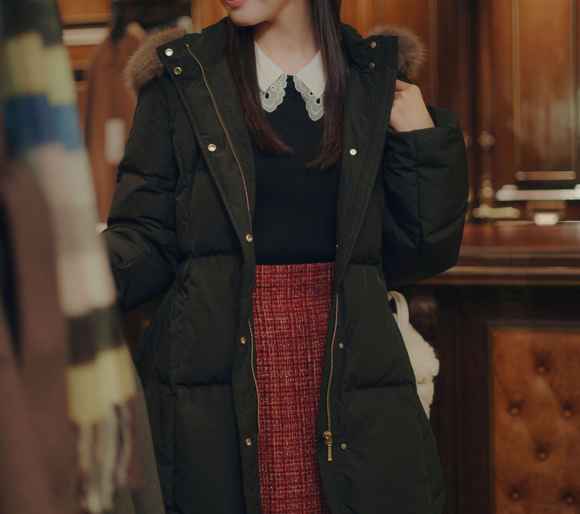 レース衿レイヤードニット ブラック