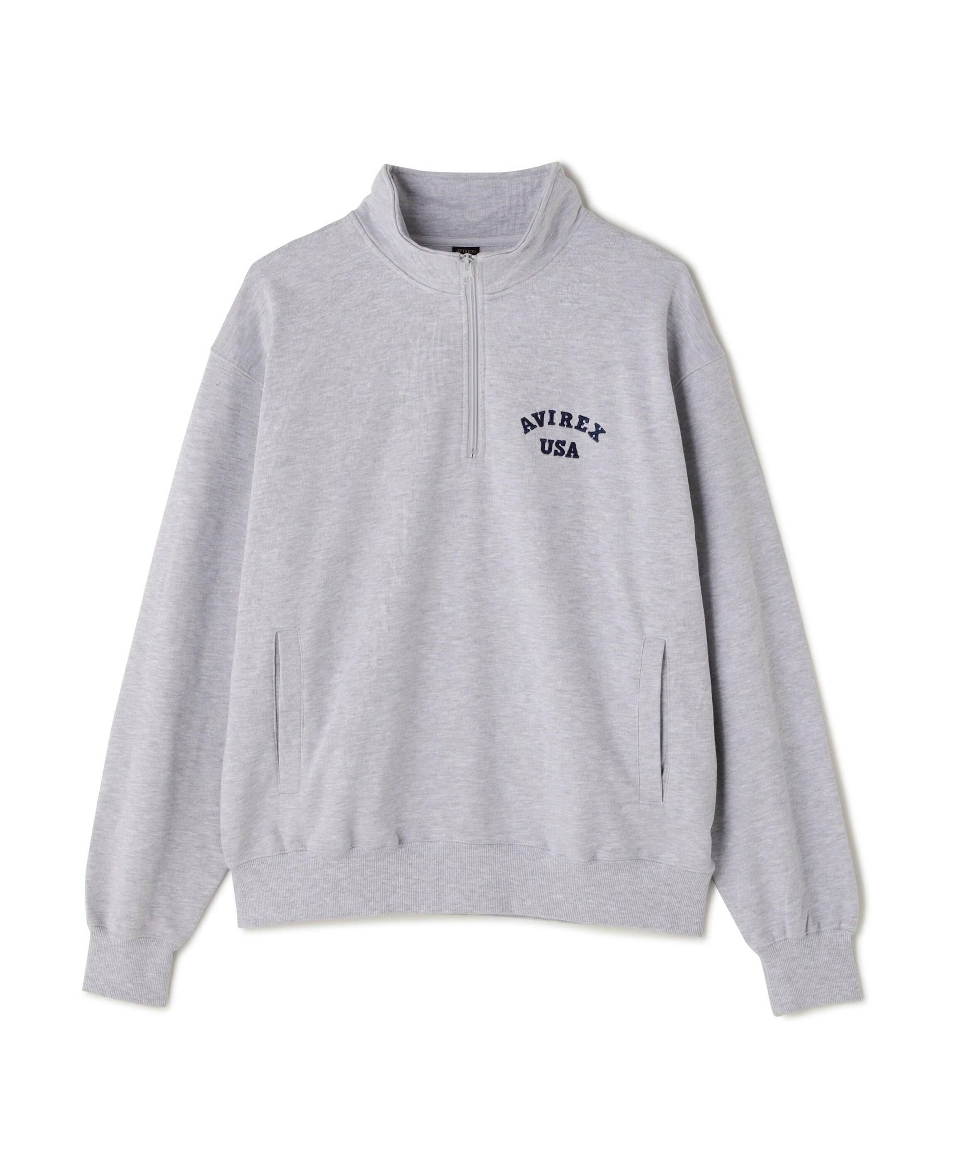 《WER&DEPOT限定》ASTA> HALFZIP SWEAT / Aスター ハーフジップスウェット / AVI>EX / アヴィレックス グレー