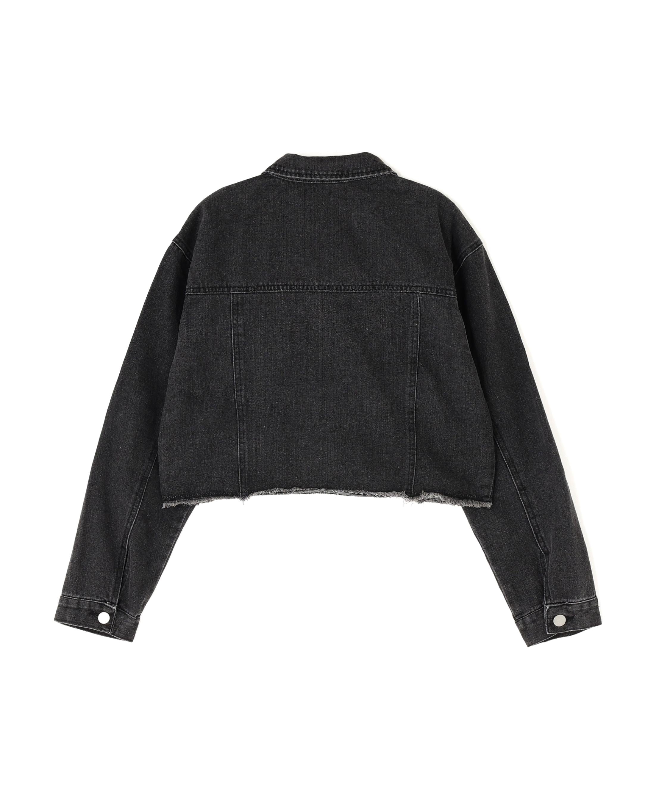 MITSUKI/ミツキ/切りっぱなしクロップドデニムジャケット ブラック
