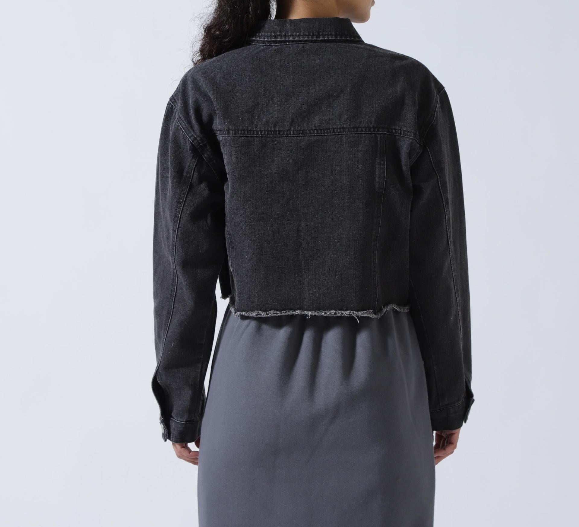 MITSUKI/ミツキ/切りっぱなしクロップドデニムジャケット ブラック