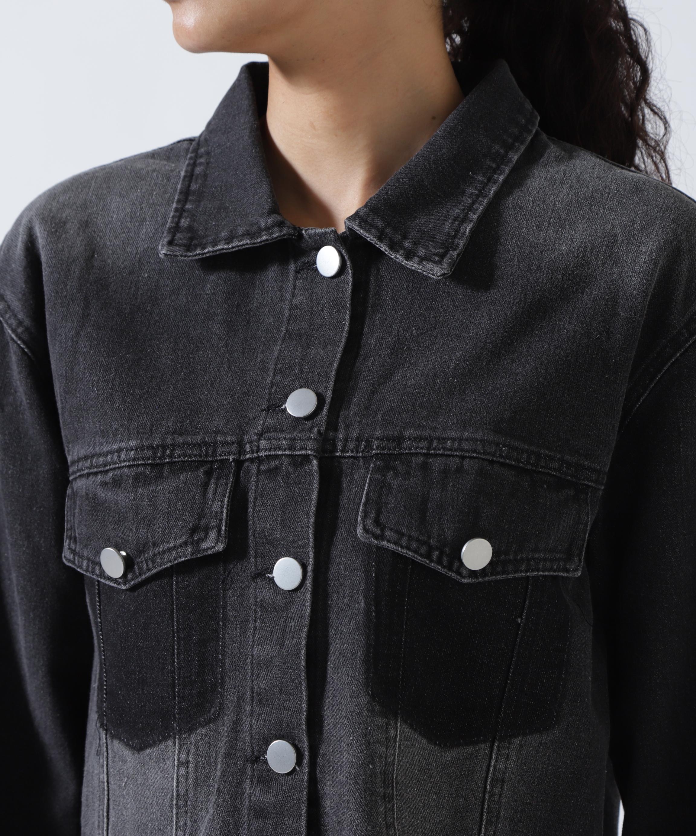 MITSUKI/ミツキ/切りっぱなしクロップドデニムジャケット ブラック