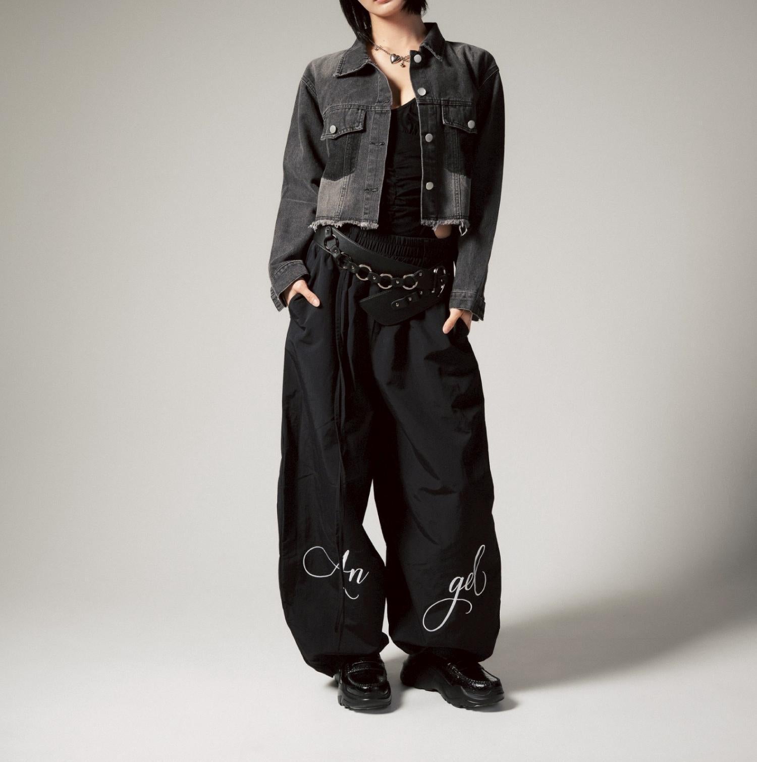 MITSUKI/ミツキ/切りっぱなしクロップドデニムジャケット ブラック