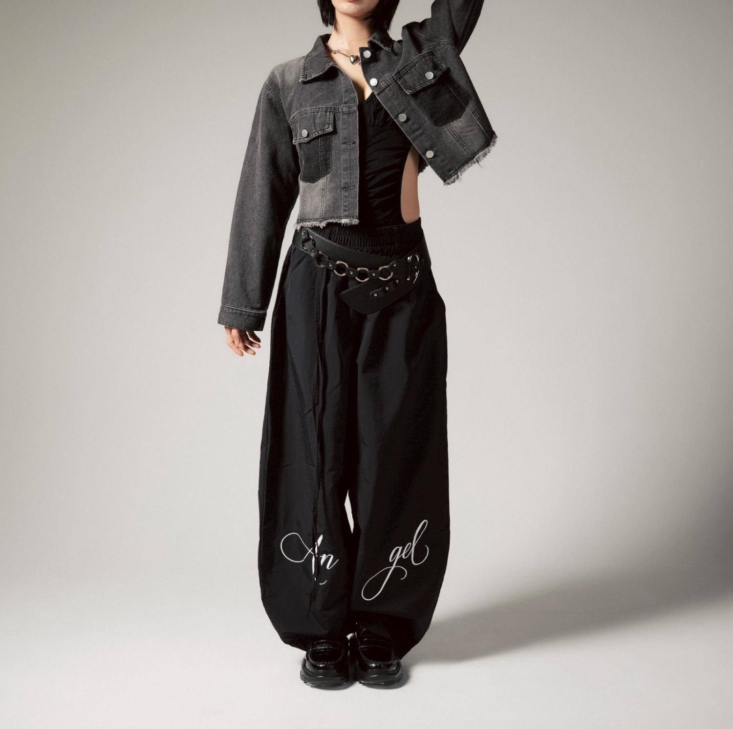 MITSUKI/ミツキ/切りっぱなしクロップドデニムジャケット ブラック