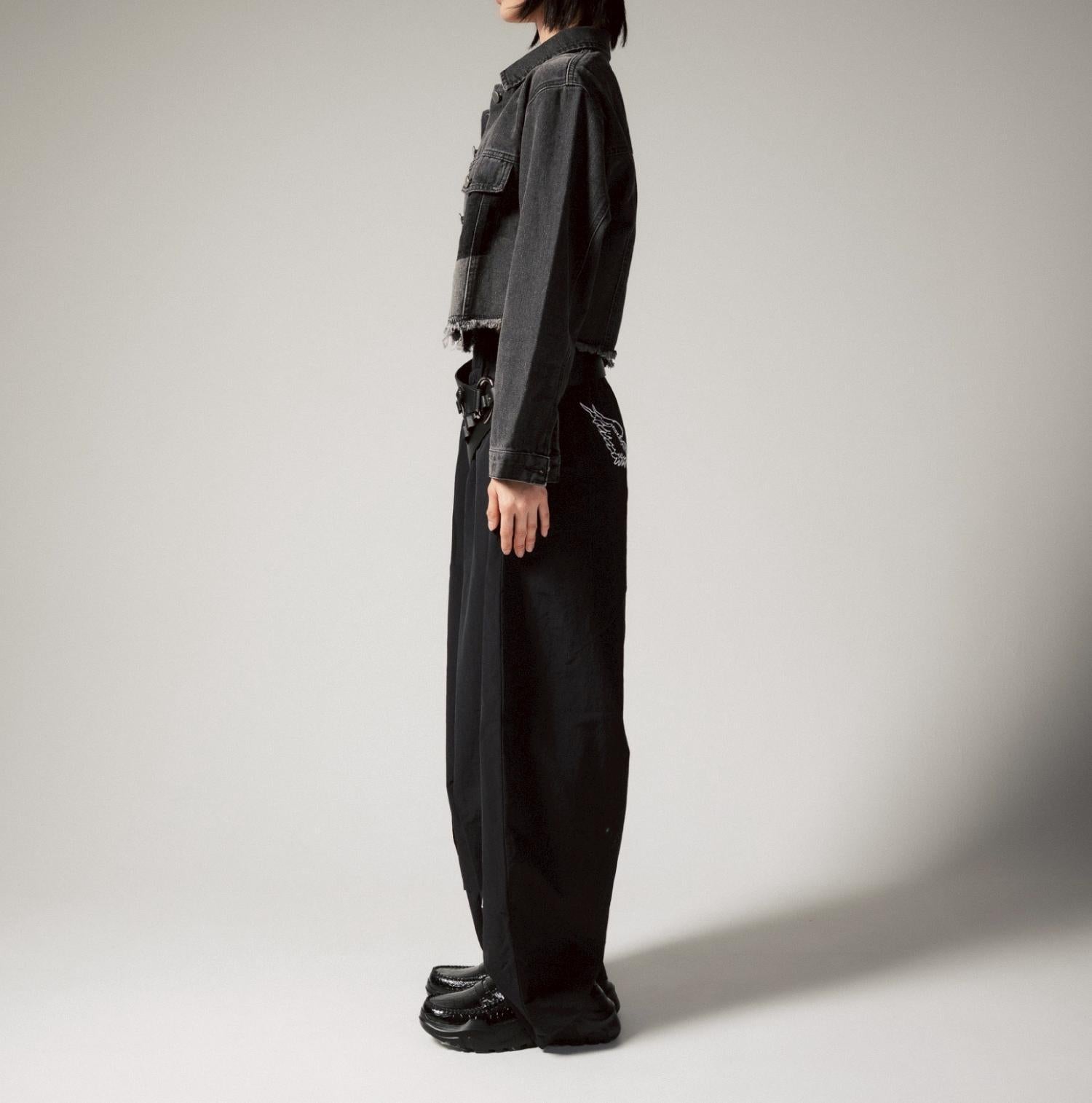 MITSUKI/ミツキ/切りっぱなしクロップドデニムジャケット ブラック