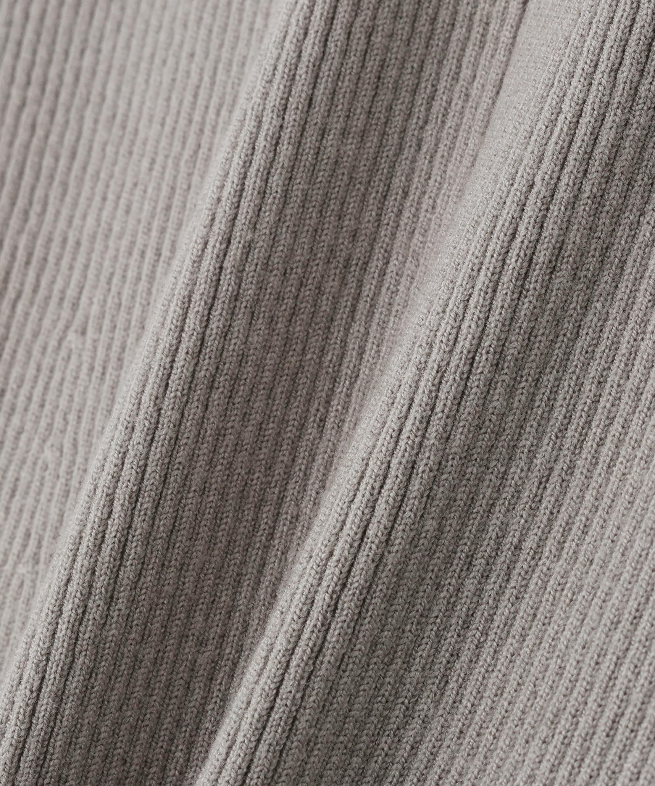 襟付リブニットワンピース グレー×オフ2