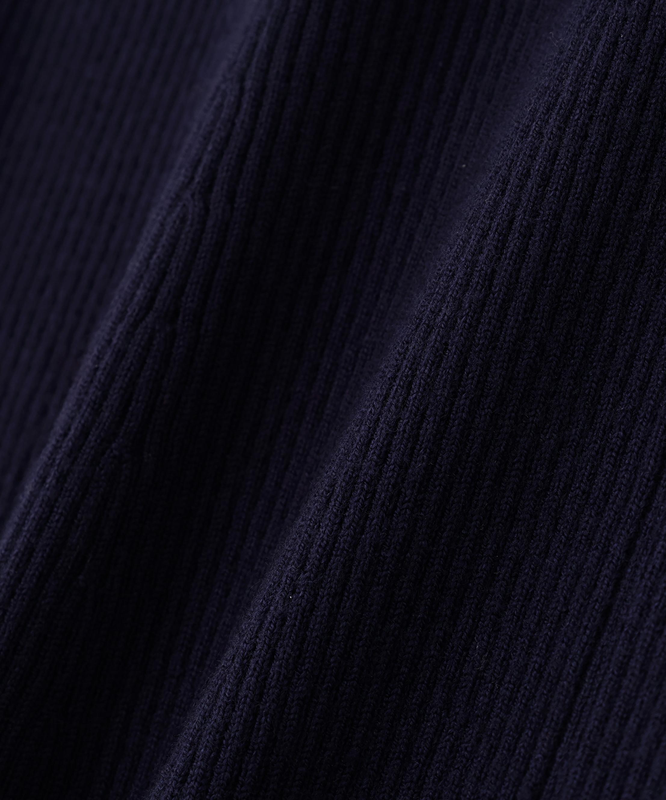 襟付リブニットワンピース ネイビー×ブルー2