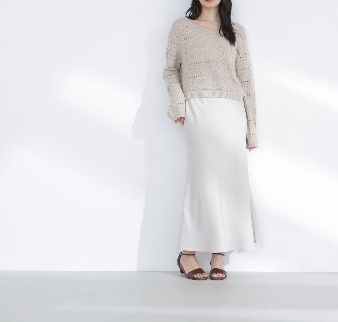 バイアスサテンナロースカート アイボリー1