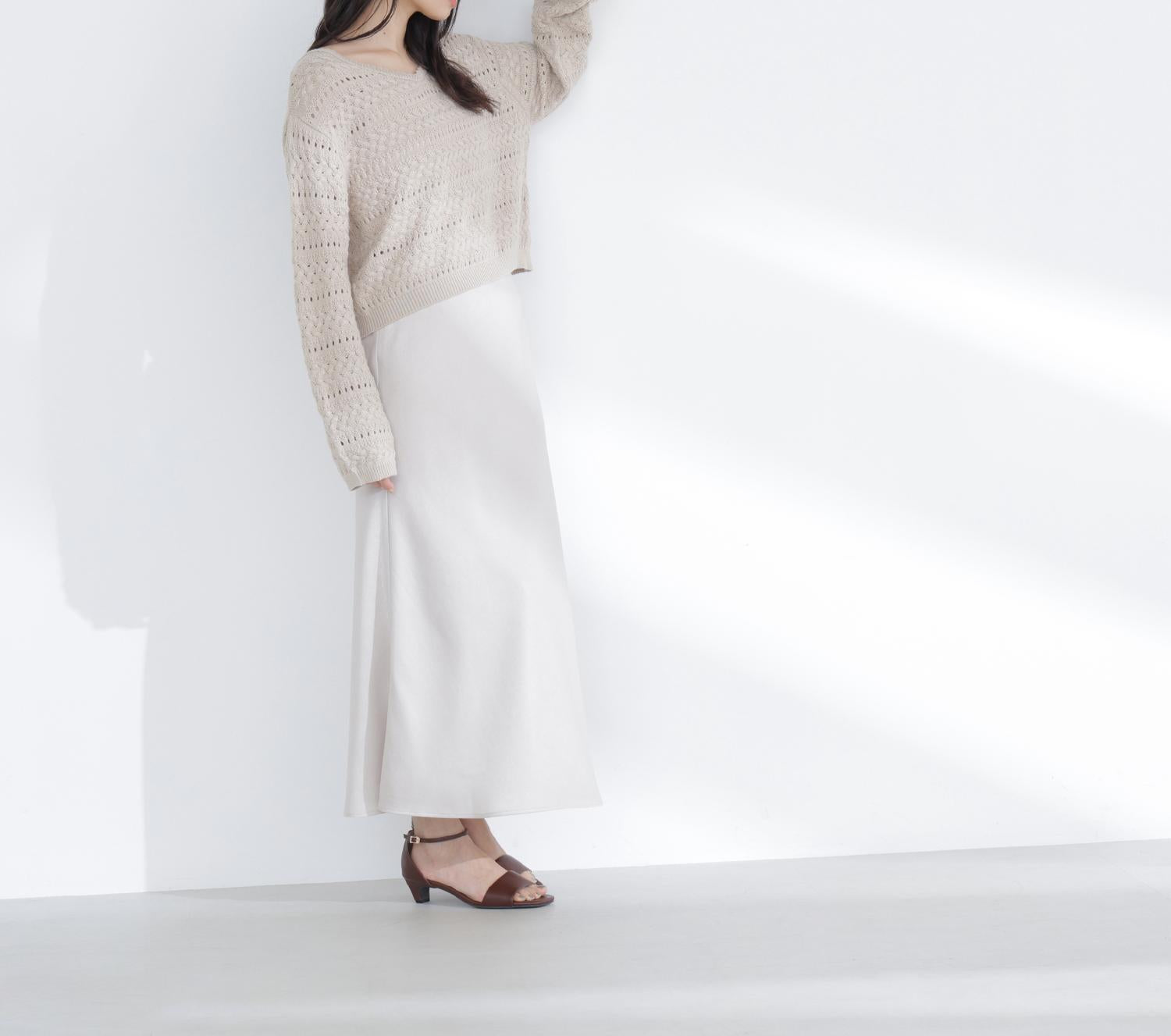 バイアスサテンナロースカート アイボリー1