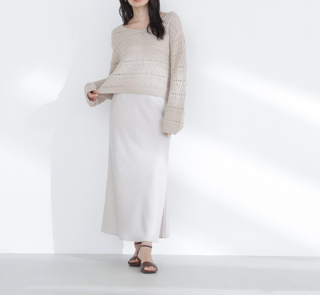 バイアスサテンナロースカート アイボリー1