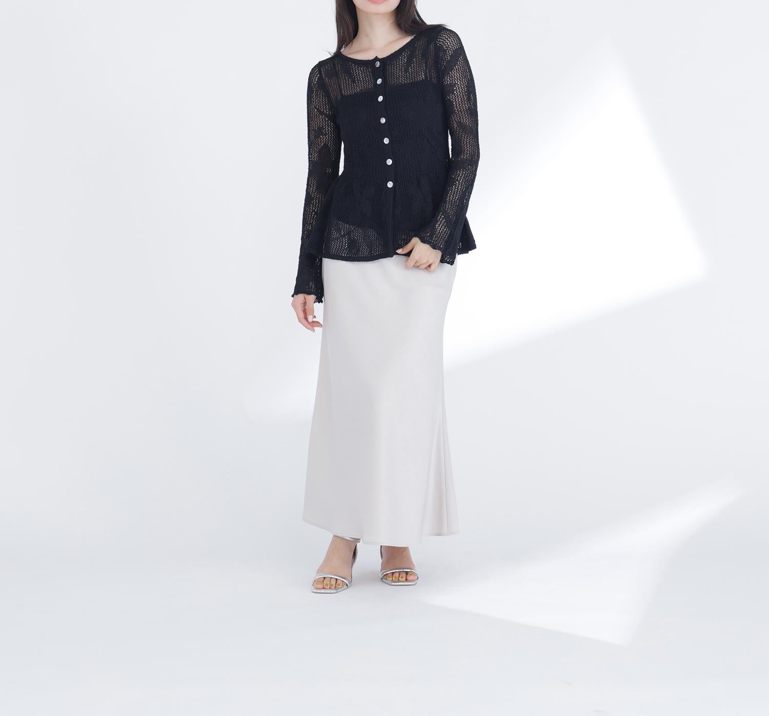 バイアスサテンナロースカート アイボリー1