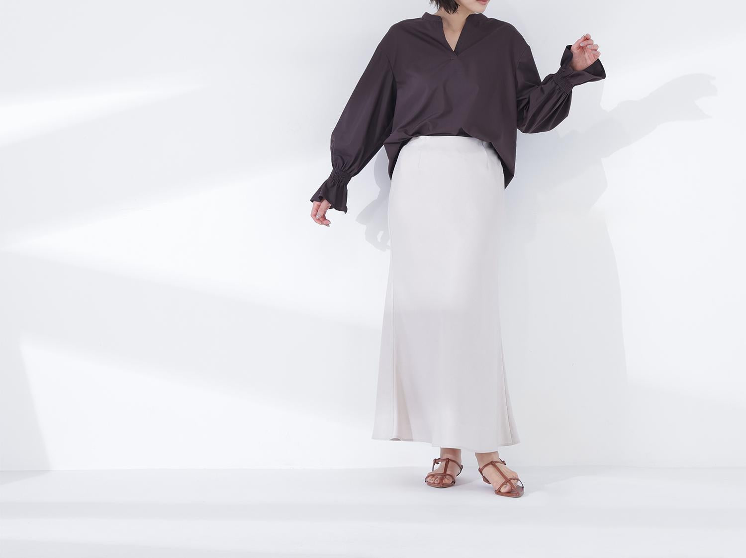 バイアスサテンナロースカート アイボリー1