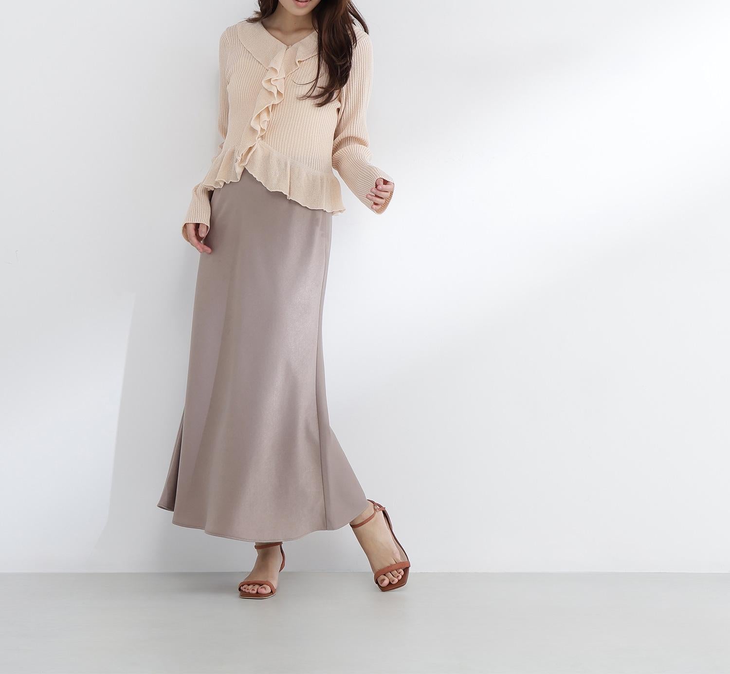 バイアスサテンナロースカート ソフトモカ