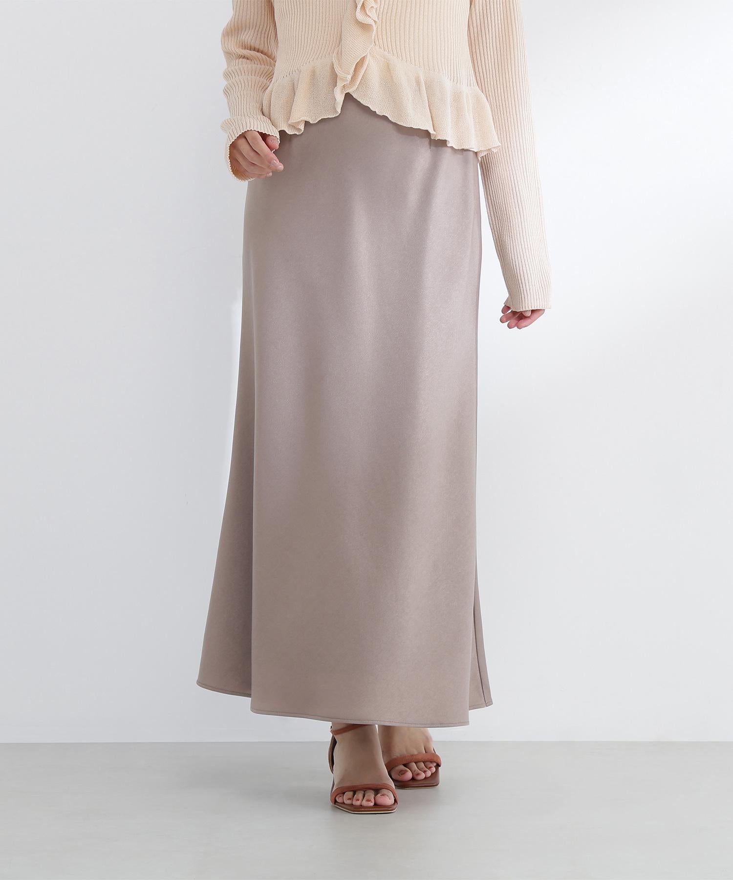バイアスサテンナロースカート ソフトモカ