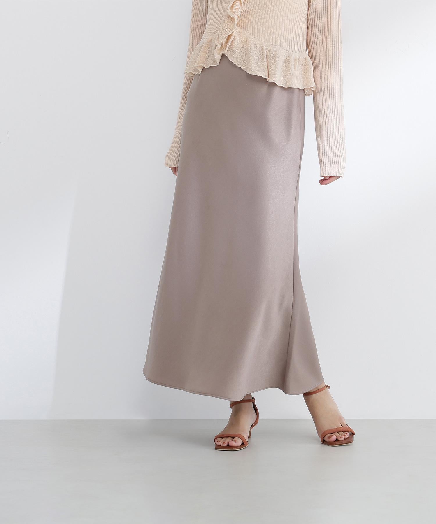 バイアスサテンナロースカート ソフトモカ