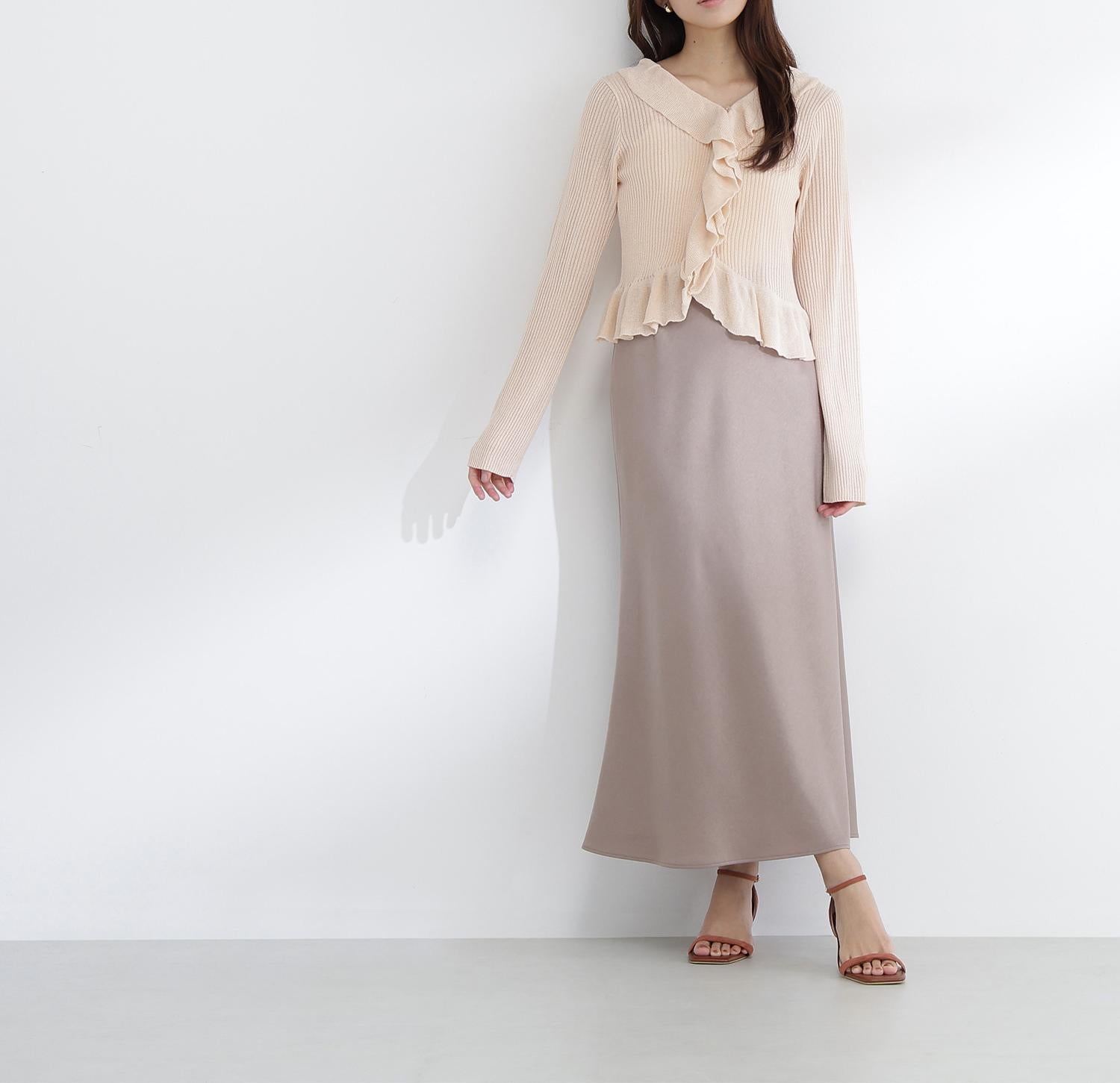 バイアスサテンナロースカート ソフトモカ