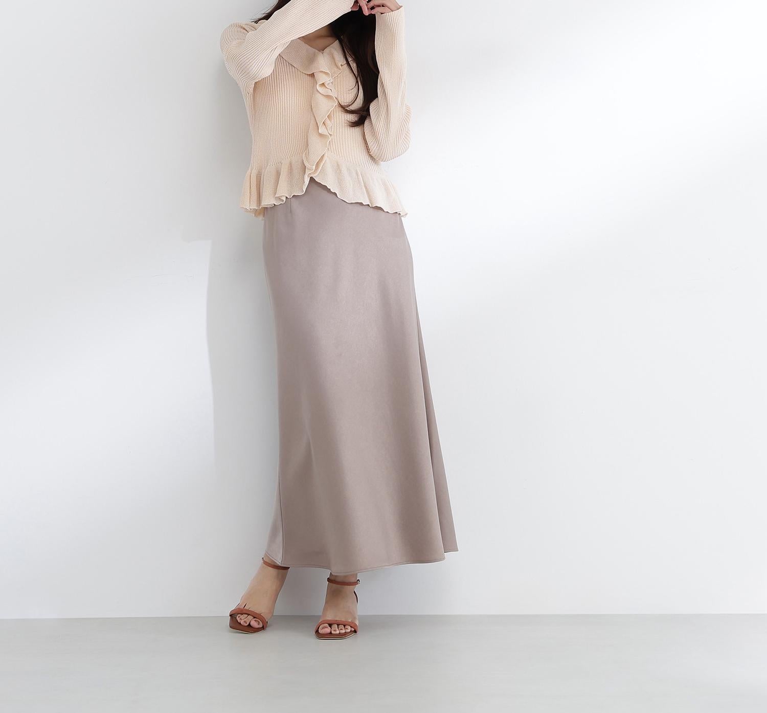 バイアスサテンナロースカート ソフトモカ